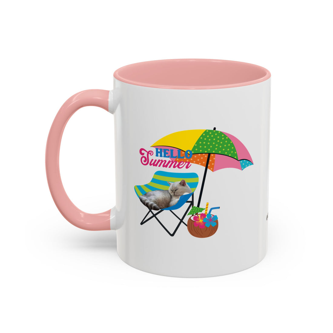 Personalized Summer Cat Mug | Custom Pet Portrait Coffee Cup