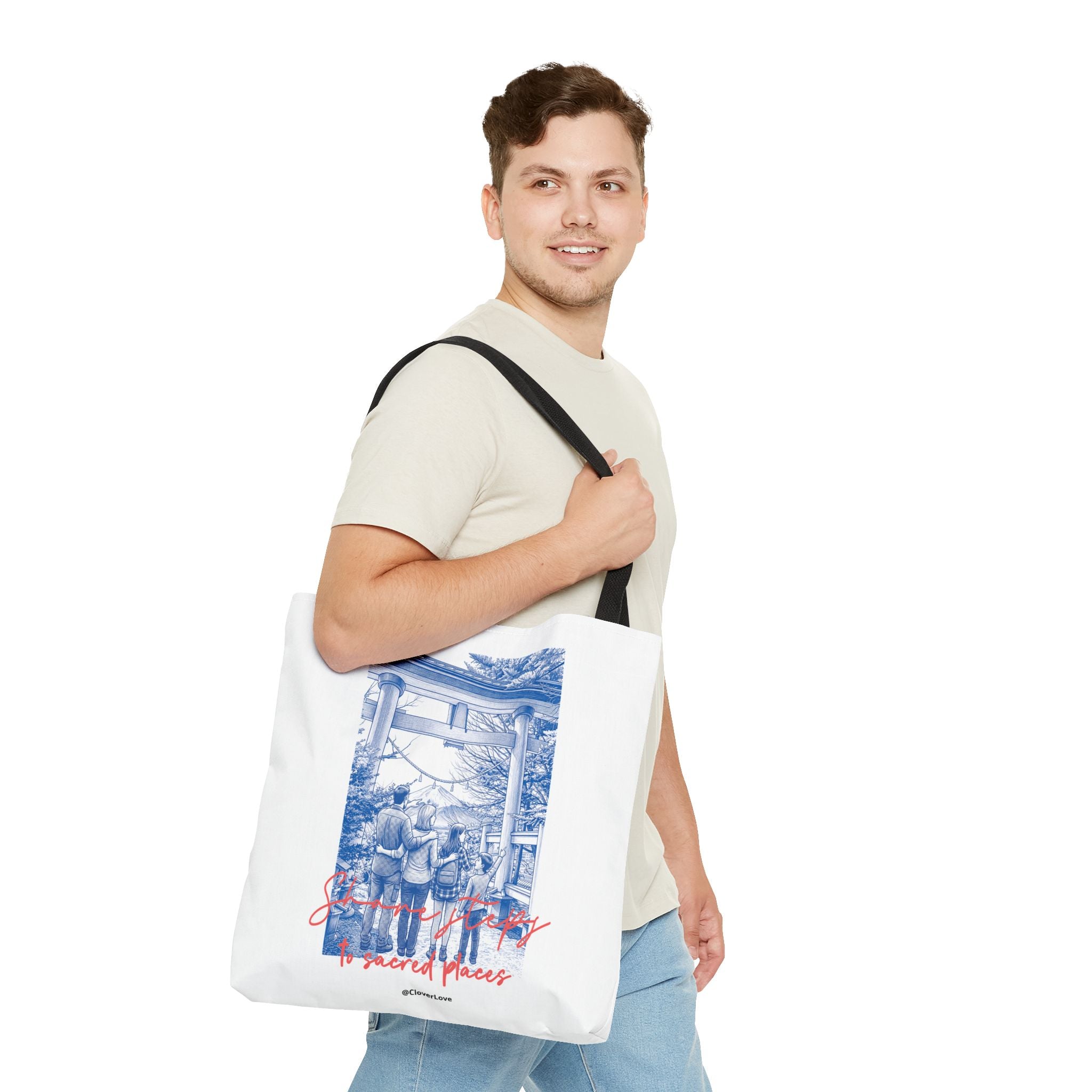 Japan Travel Tote Bag | Vintage Torii Gate Fuji Mountain Canvas Bag