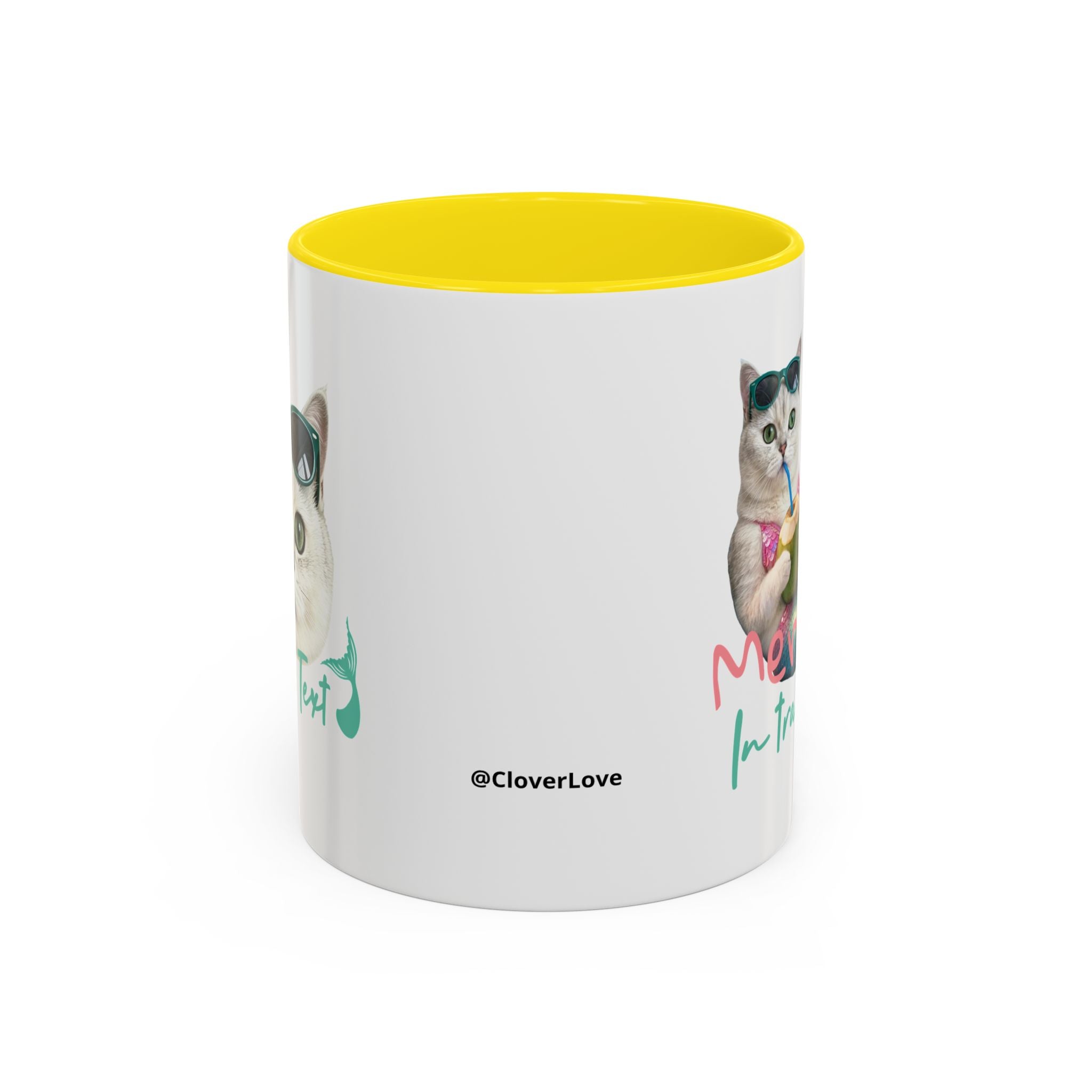 Mermaid Cat Summer Mug | Personalized Cat Coffee Cup With Custom Text