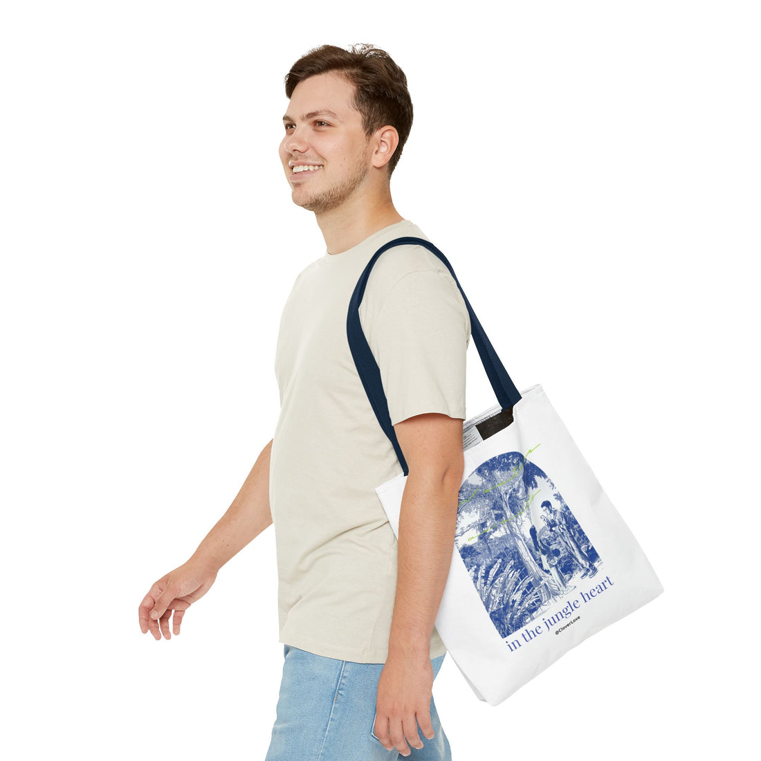 In The Jungle Heart Travel Tote Bag | Vintage Jungle Adventure Canvas Tote Bag