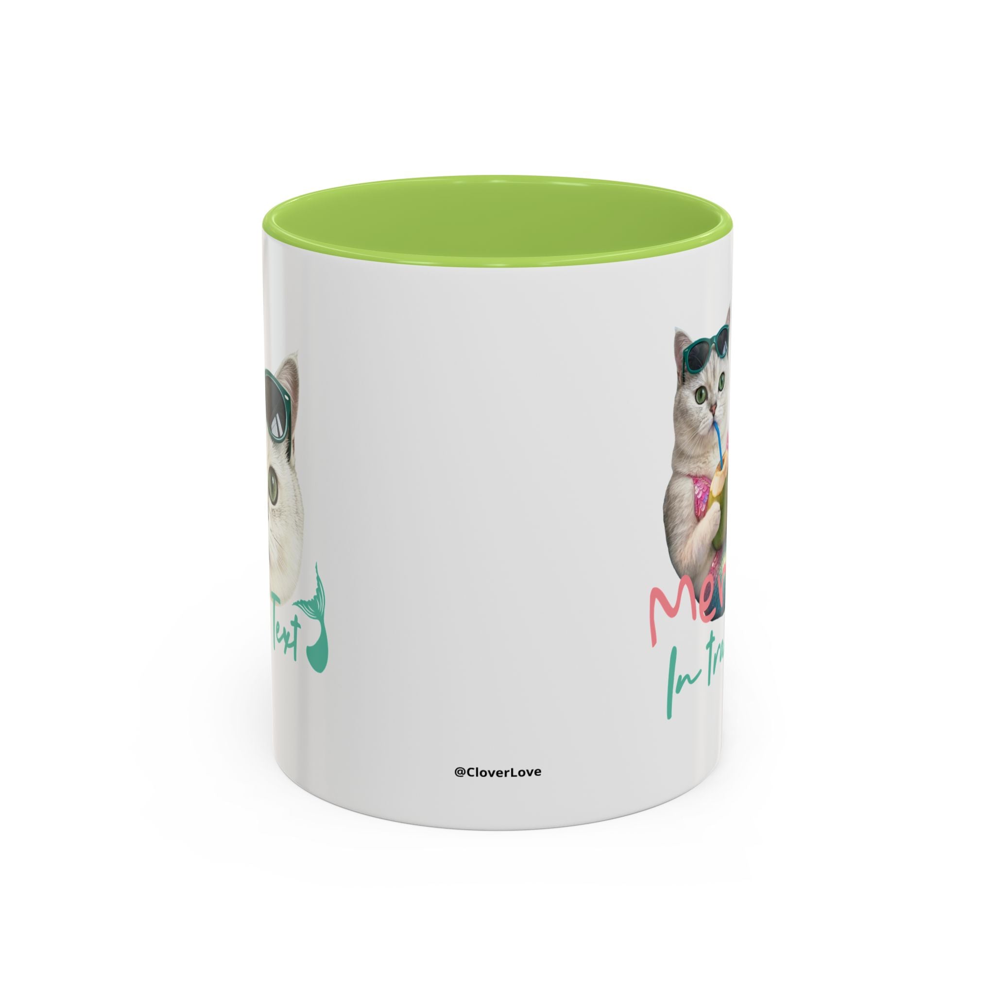Meerjungfrauenkatze Sommer Tasse | Personalisierte Katzenkaffeetasse mit individuellem Text