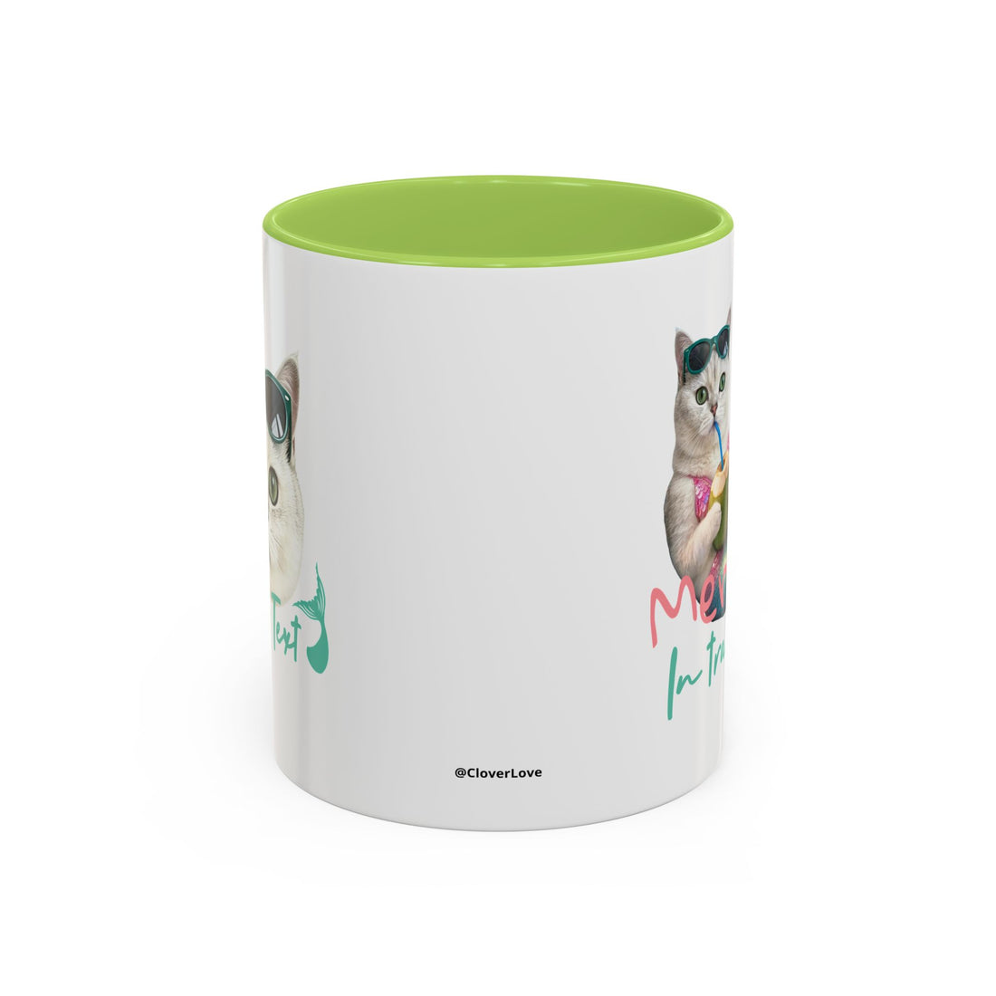 Meerjungfrauenkatze Sommer Tasse | Personalisierte Katzenkaffeetasse mit individuellem Text