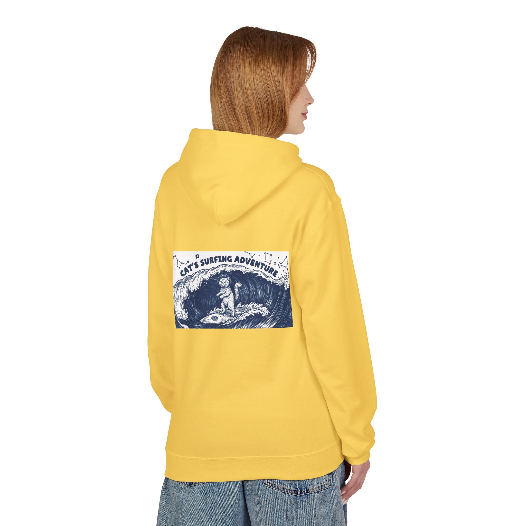Cat's Surfing Adventure Hoodie | Vintage Ocean Graphic Sweatshirt