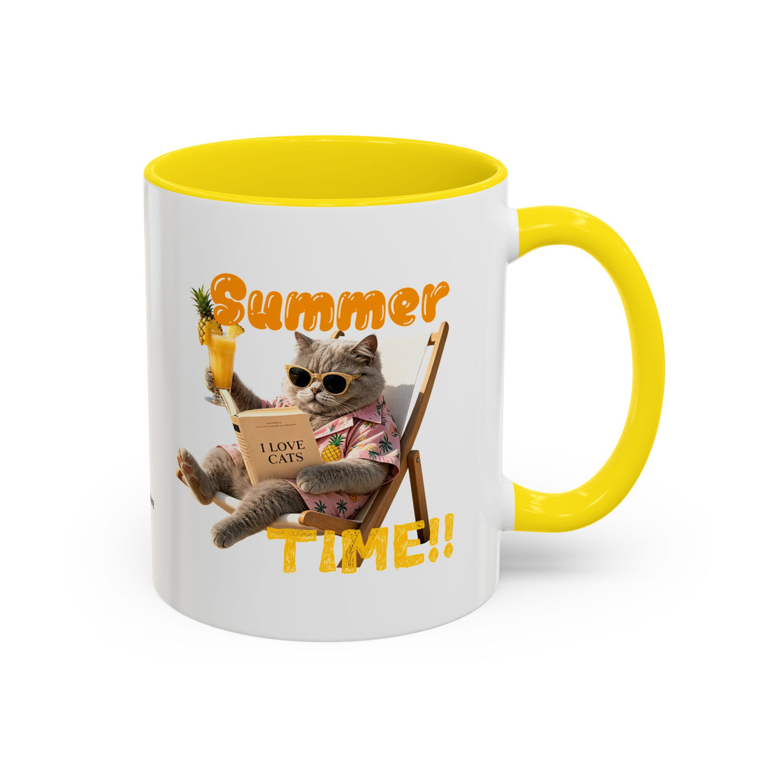Funny Cat Summer Mug - Cute Beach Coffee Cup for Cat Lovers