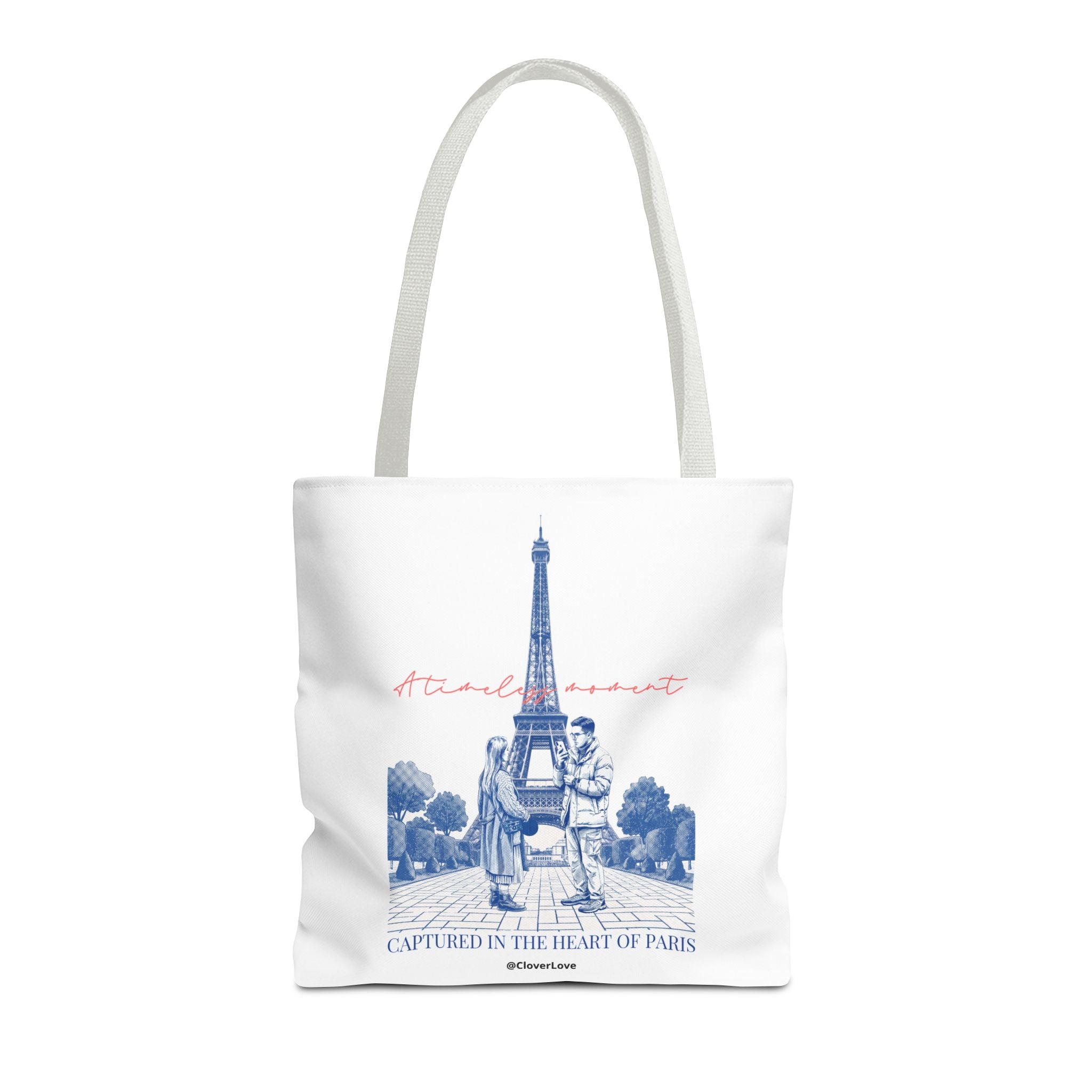 Paris Travel Tote Bag | Vintage Eiffel Tower Couple Canvas Bag