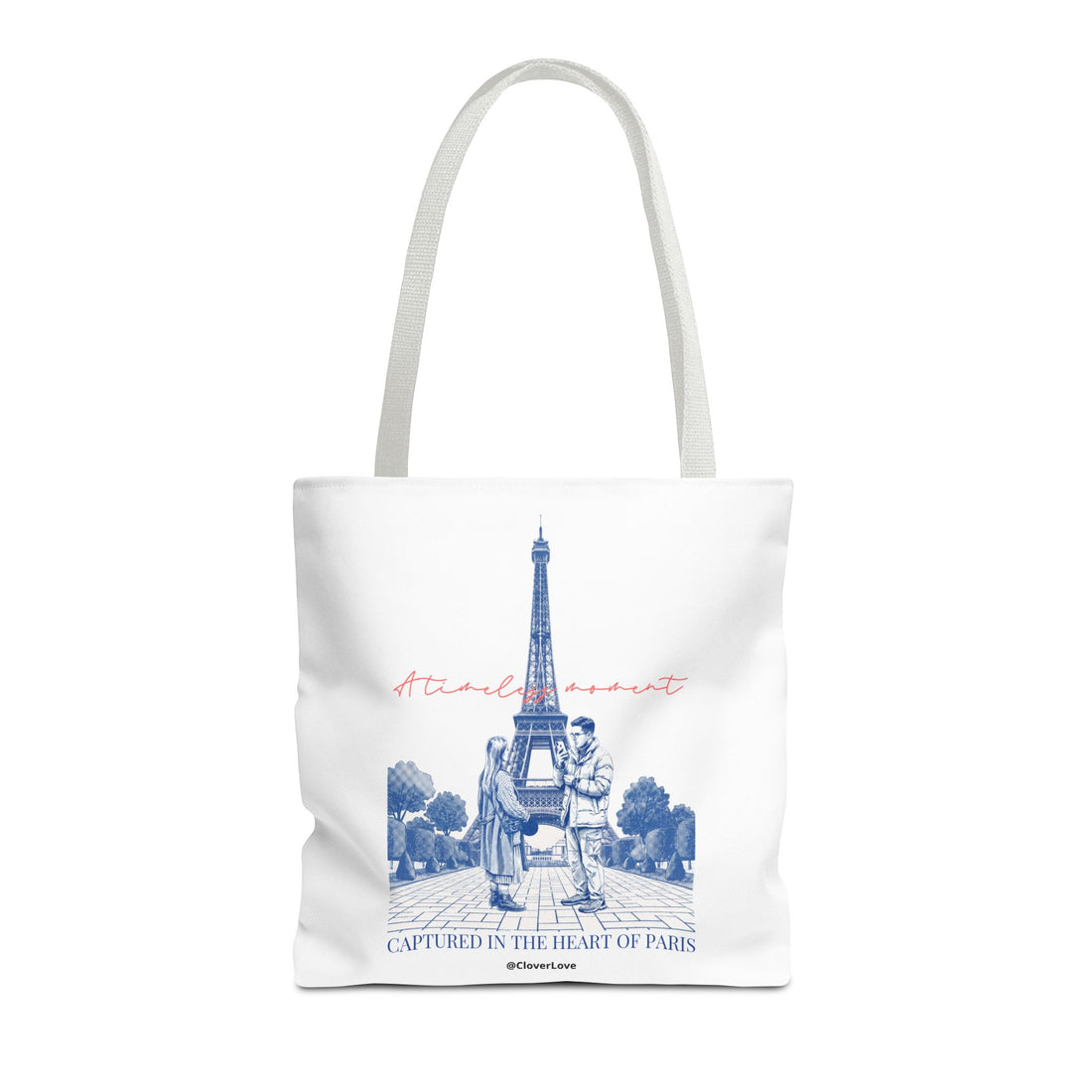 Paris Travel Tote Bag | Vintage Eiffel Tower Couple Canvas Bag