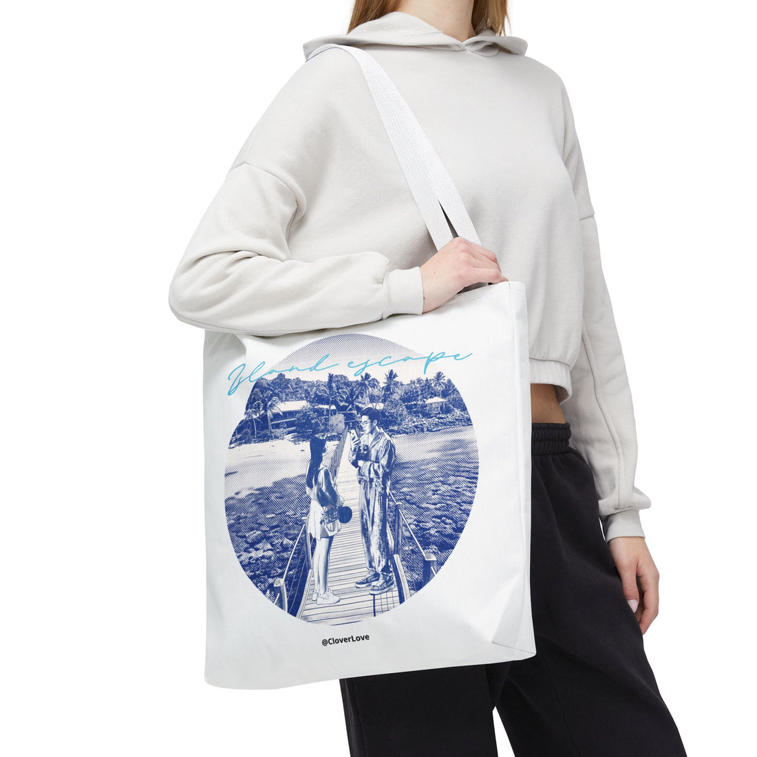 Island Escape Tote Bag | Vintage Beach Travel Canvas Bag