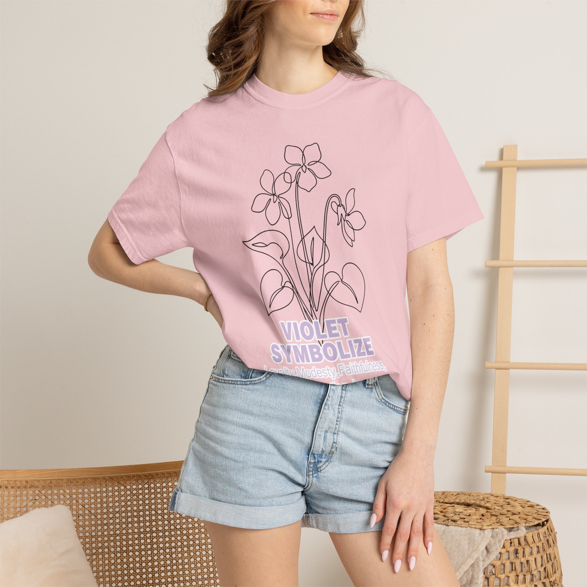 Violet Flower T-Shirt - Botanical Graphic Shirt for Flower Lovers