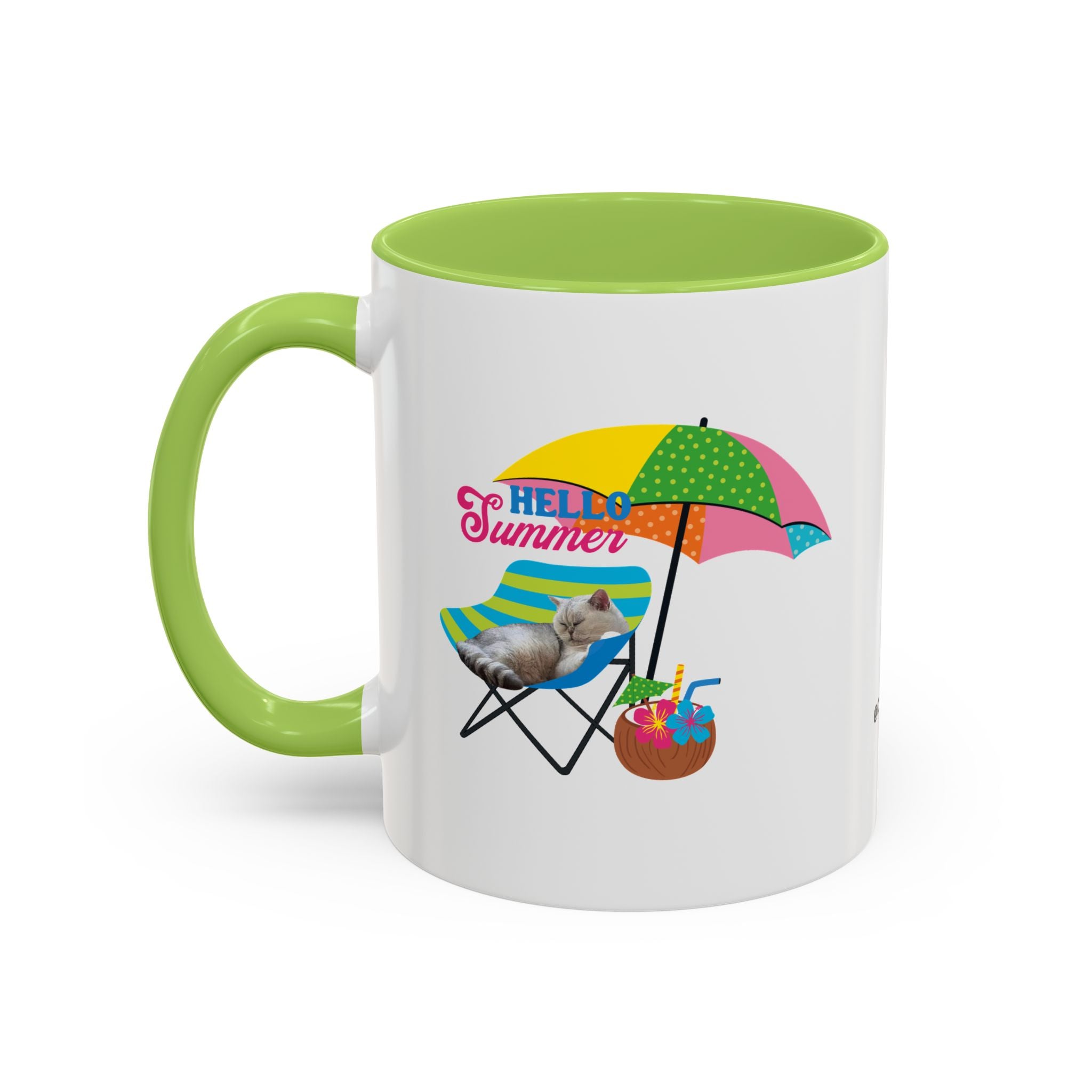 Personalized Summer Cat Mug | Custom Pet Portrait Coffee Cup