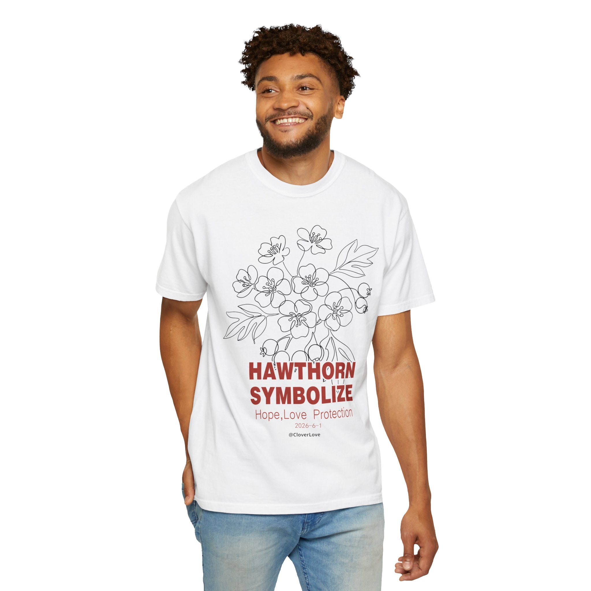 Hawthorn Flower T-Shirt - Botanical Graphic Shirt for Flower Lovers