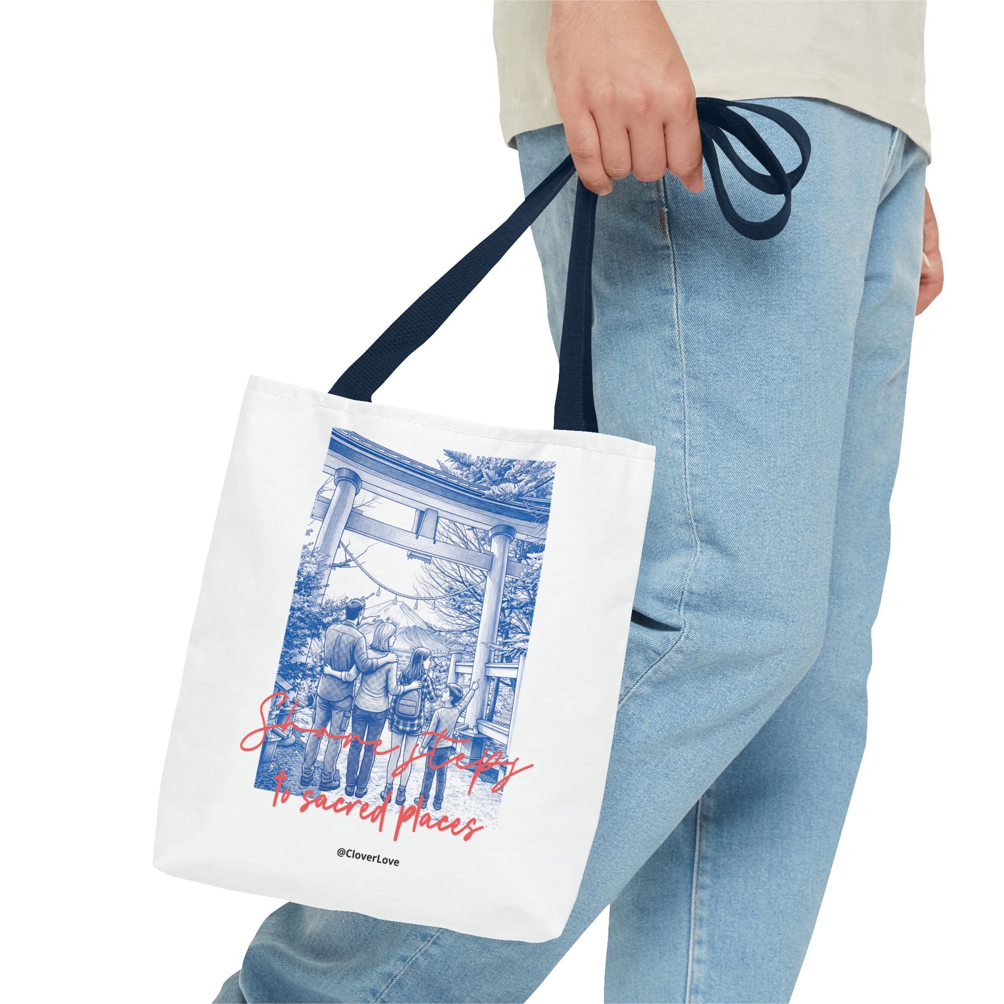 Japan Travel Tote Bag | Vintage Torii Gate Fuji Mountain Canvas Bag