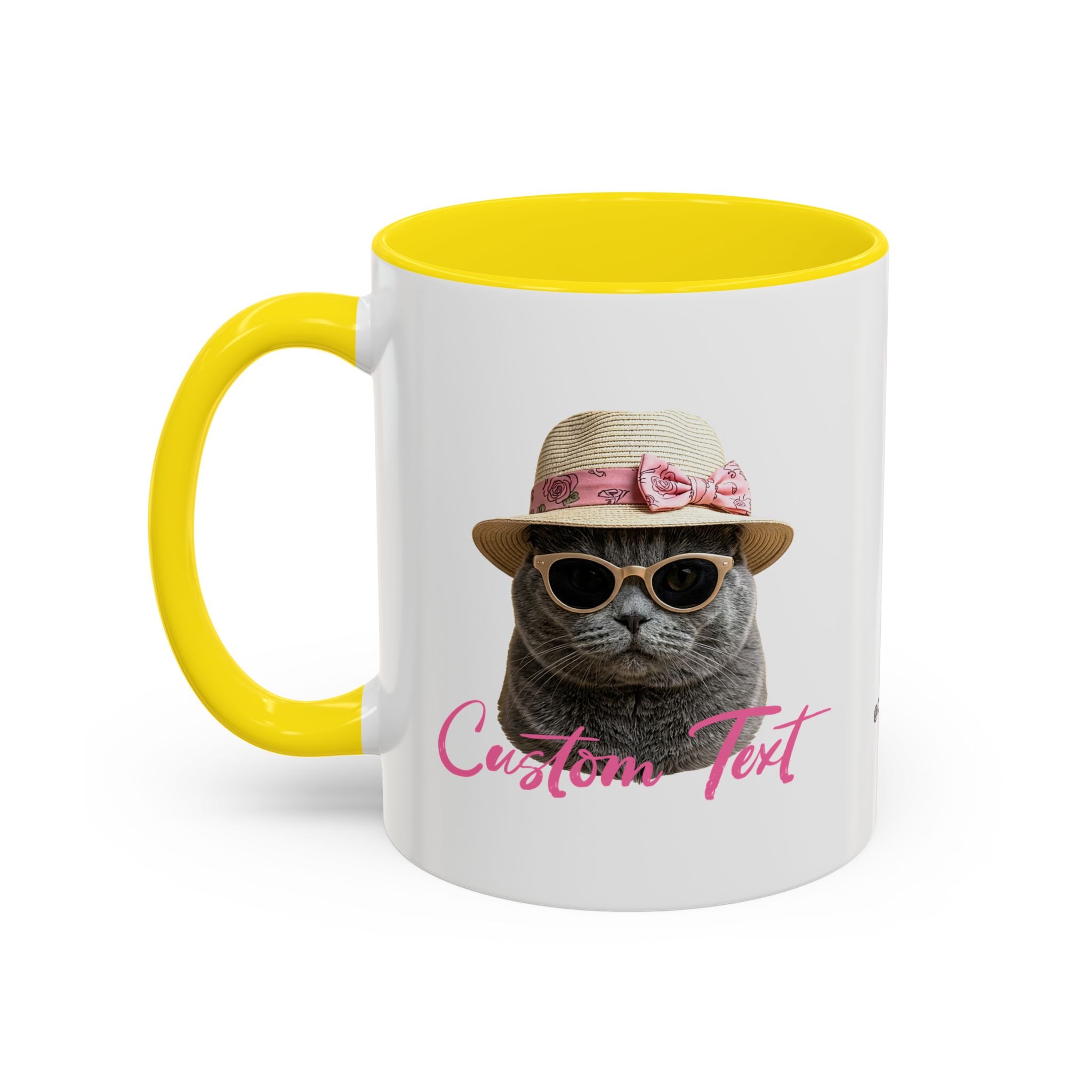 Summer Sunbathing Cat Mug | Personalized Cat Coffee Cup With Custom Text