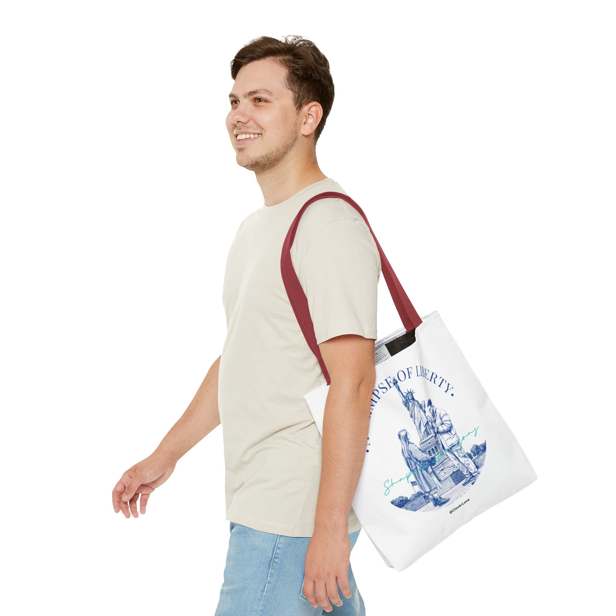 A Glimpse Of Liberty Travel Tote Bag | Statue of Liberty New York Canvas Tote Bag