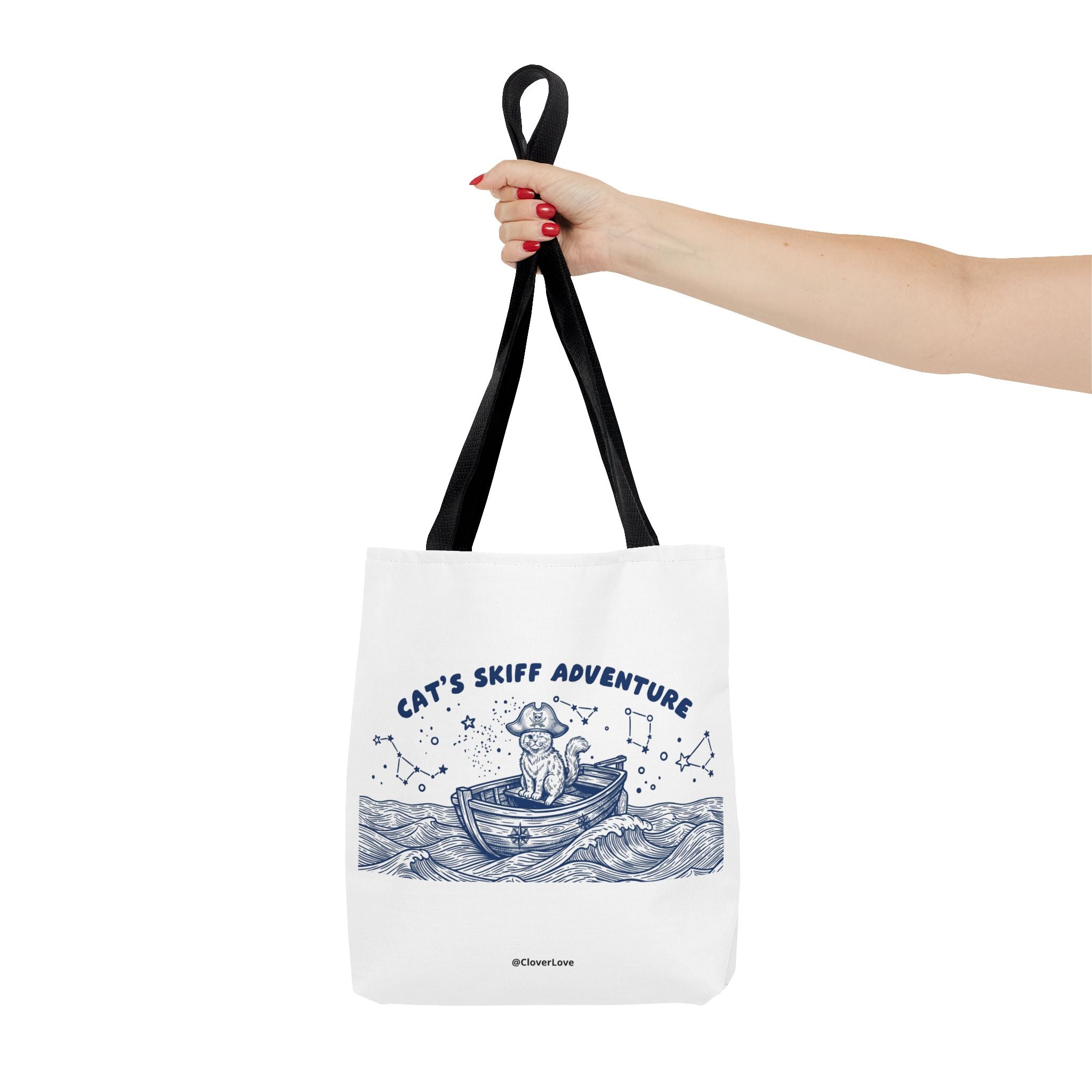 Cat's Skiff Adventure Tote Bag | Vintage Nautical Ocean Canvas Bag
