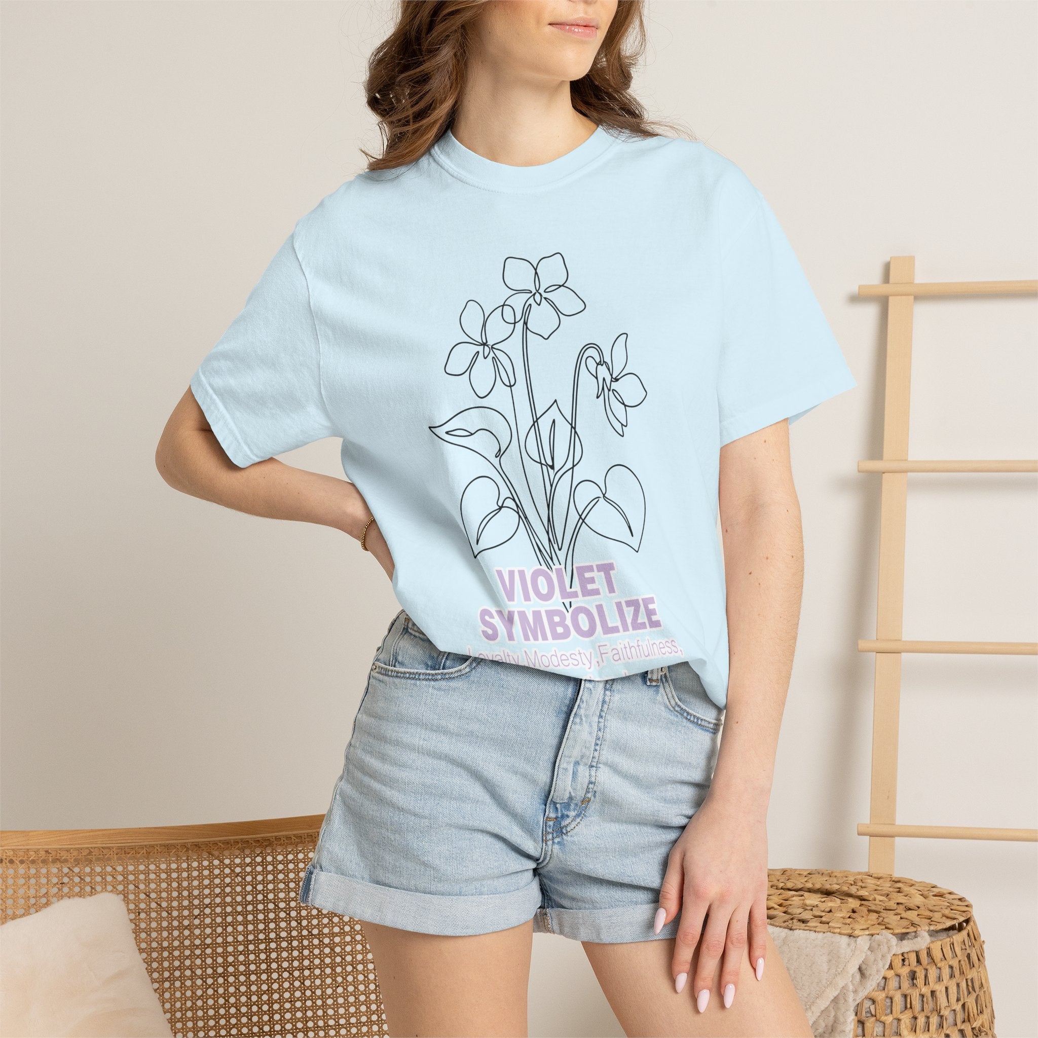 Violet Flower T-Shirt - Botanical Graphic Shirt for Flower Lovers