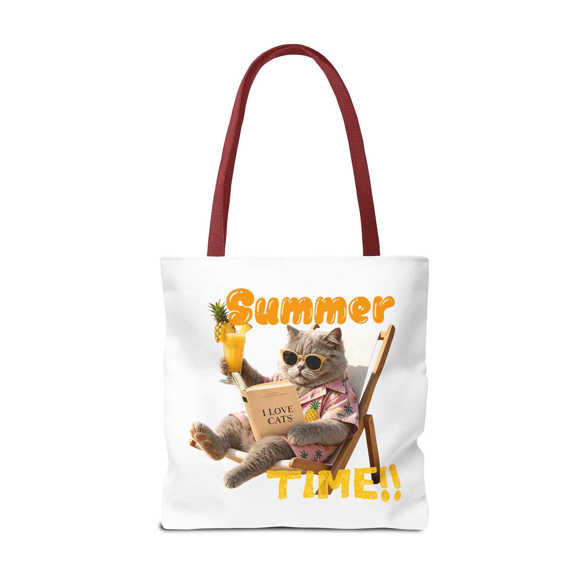 Summer Cat Tote Bag | Funny Cat Lover Beach Canvas Bag