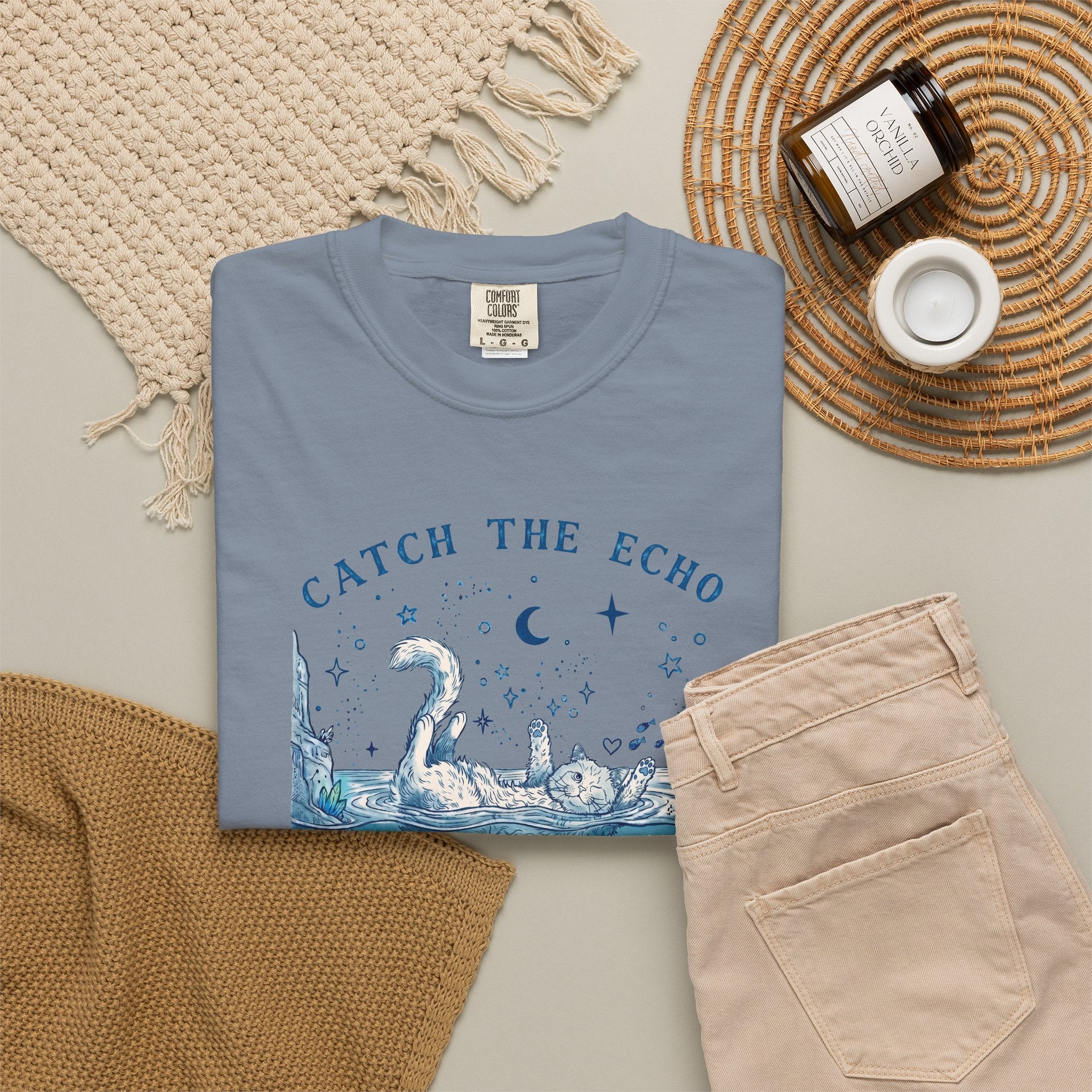 Catch The Echo Cat T-Shirt - Vintage Fantasy Animal Shirt for Cat Lovers