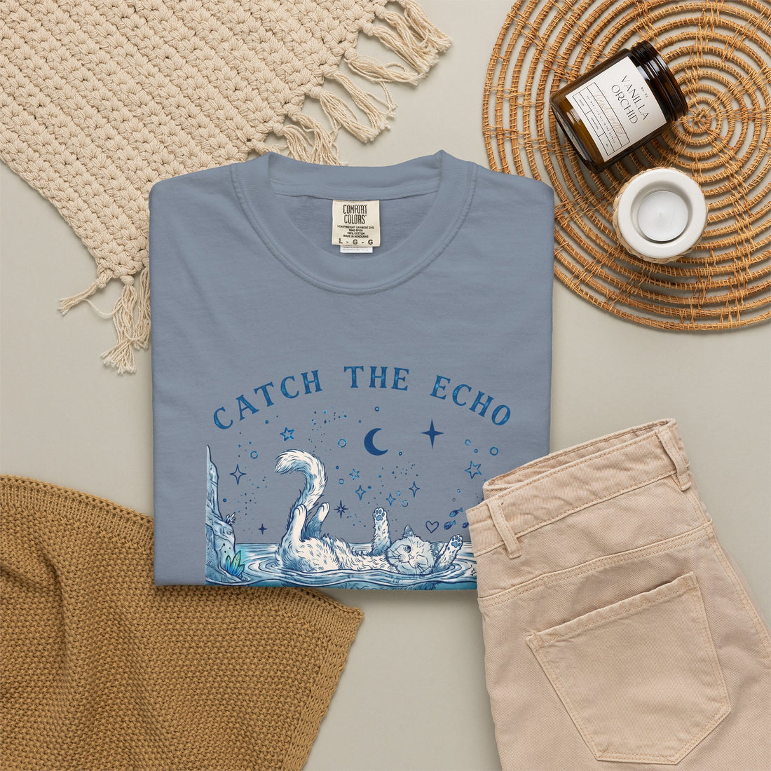 Catch The Echo Cat T-Shirt - Vintage Fantasy Animal Shirt for Cat Lovers