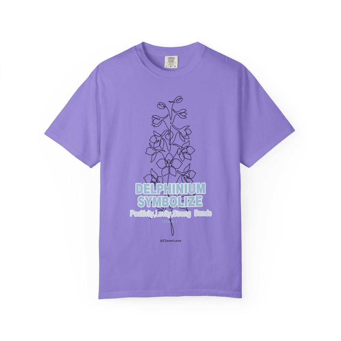 Delphinium Flower T-Shirt - Botanical Graphic Shirt for Flower Lovers