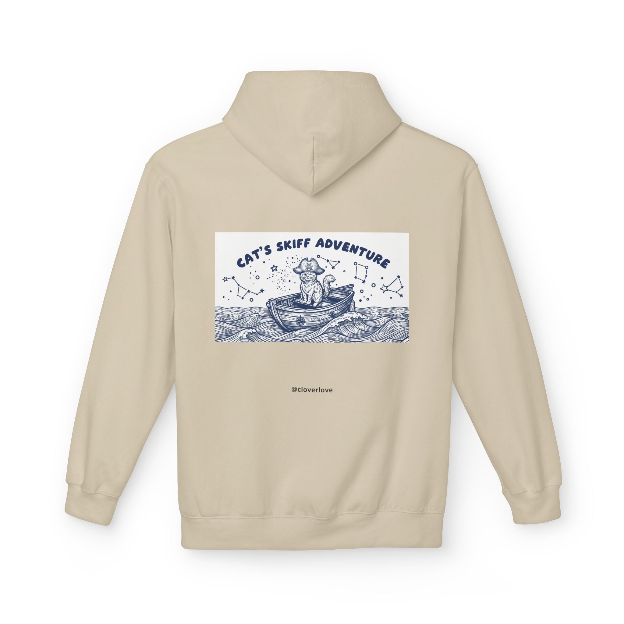 Katzen-Skiff-Abenteuer-Kapuzenpullover | Vintage Ozean Nautisch Grafik Sweatshirt