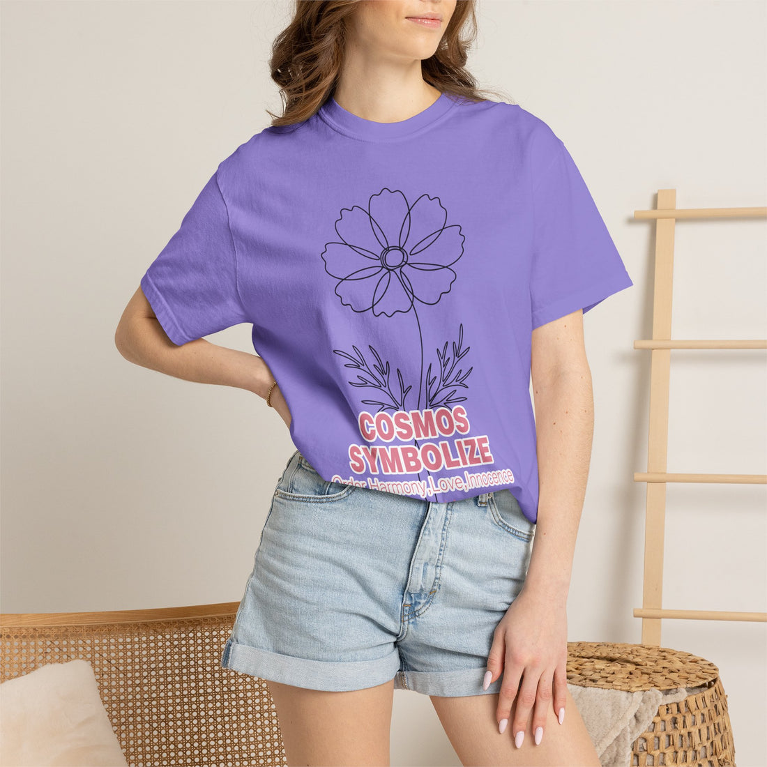 Cosmos Flower T-Shirt - Botanical Graphic Shirt for Flower Lovers