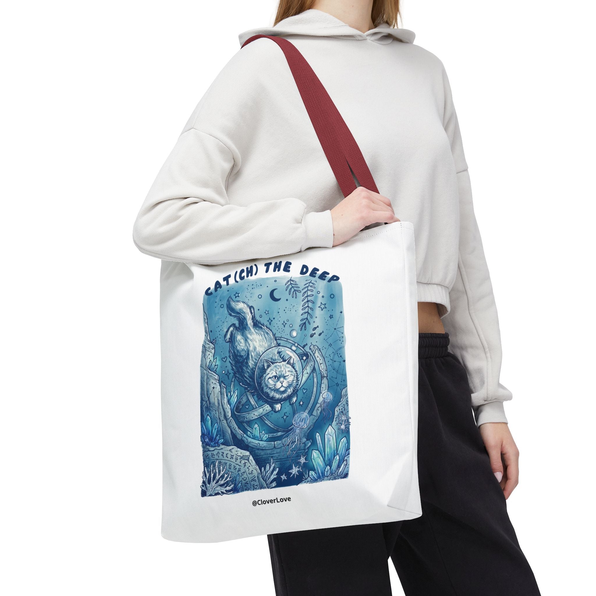 Cat Deep Sea Adventure Tote Bag | Vintage Ocean Explorer Canvas Bag