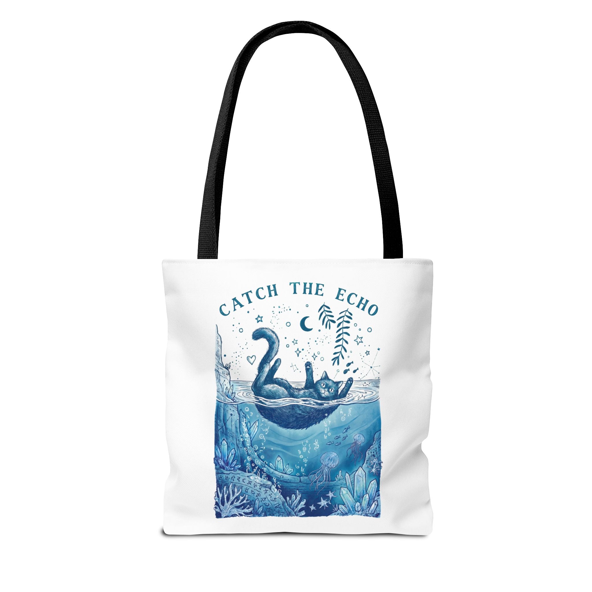 Cat Ocean Adventure Tote Bag | Vintage Underwater Graphic Canvas Bag