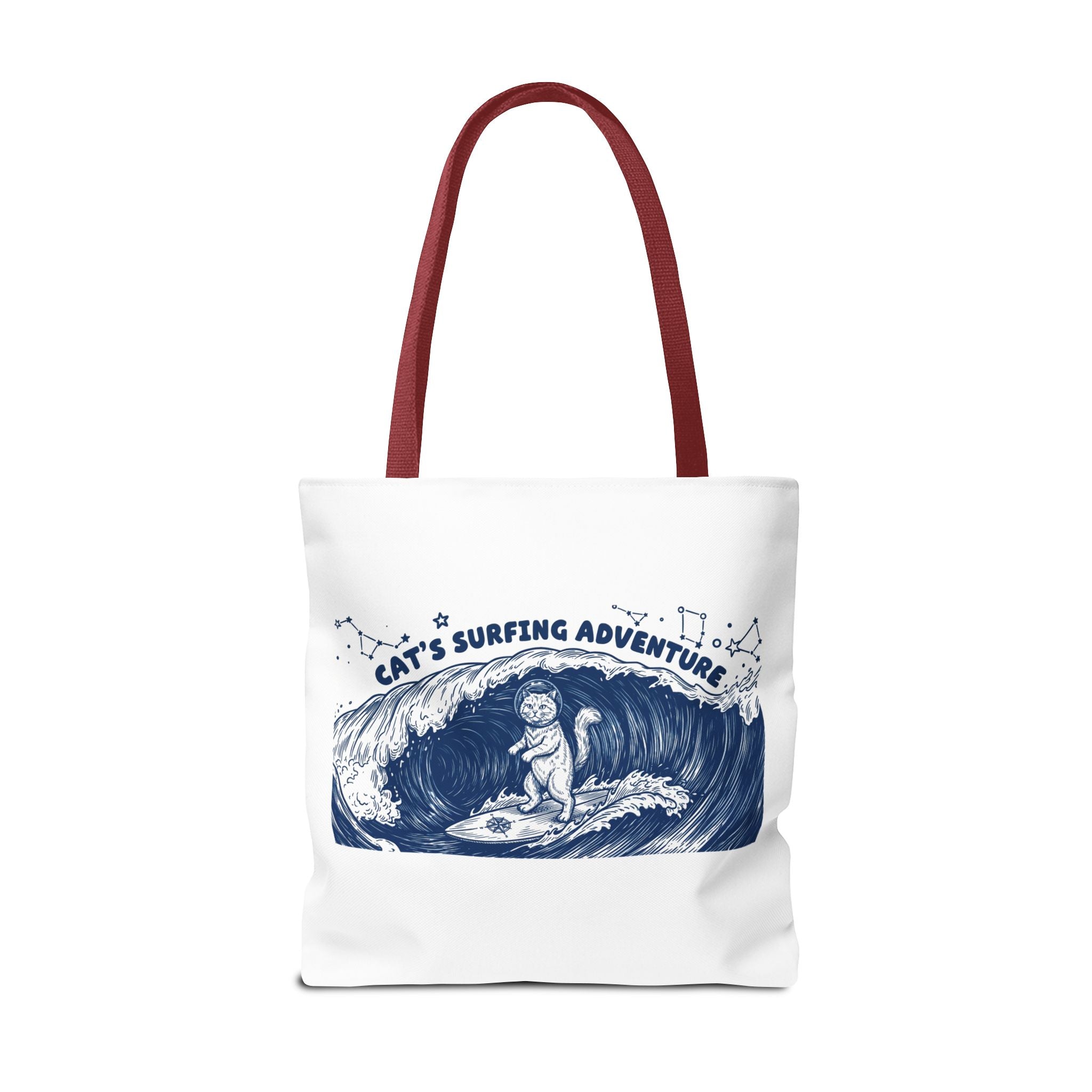 Cat's Surfing Adventure Tote Bag | Vintage Ocean Graphic Canvas Bag