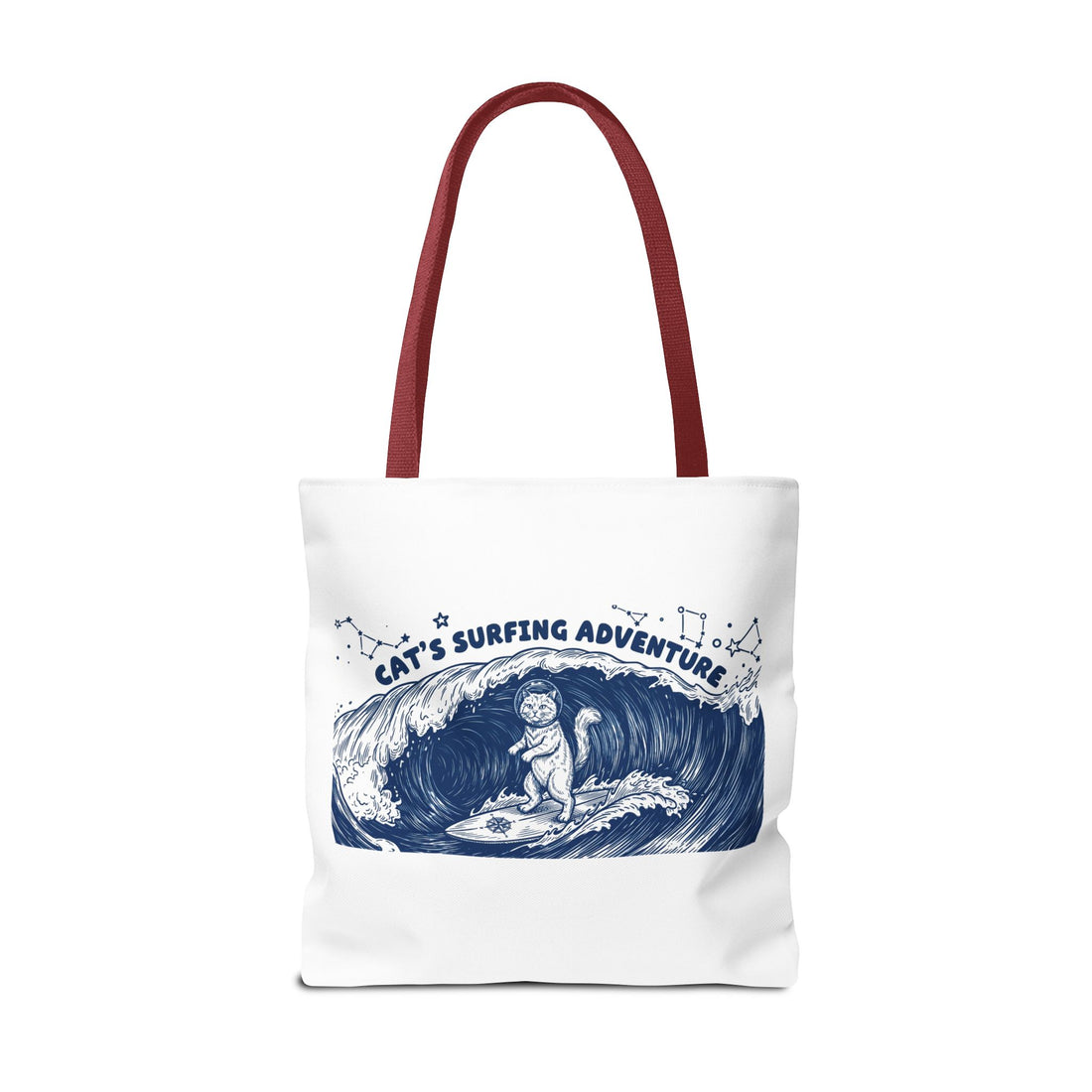 Cat's Surfing Adventure Tote Bag | Vintage Ocean Graphic Canvas Bag