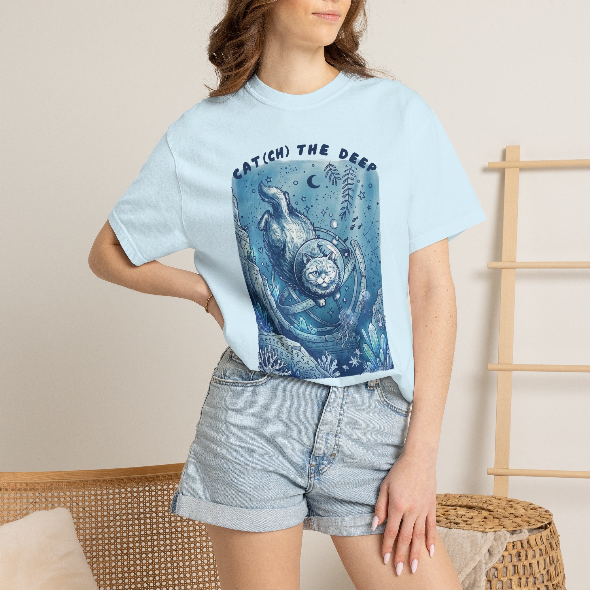 Cat(ch) The Deep Sea T-Shirt - Deep Ocean Fantasy Shirt for Cat Lovers