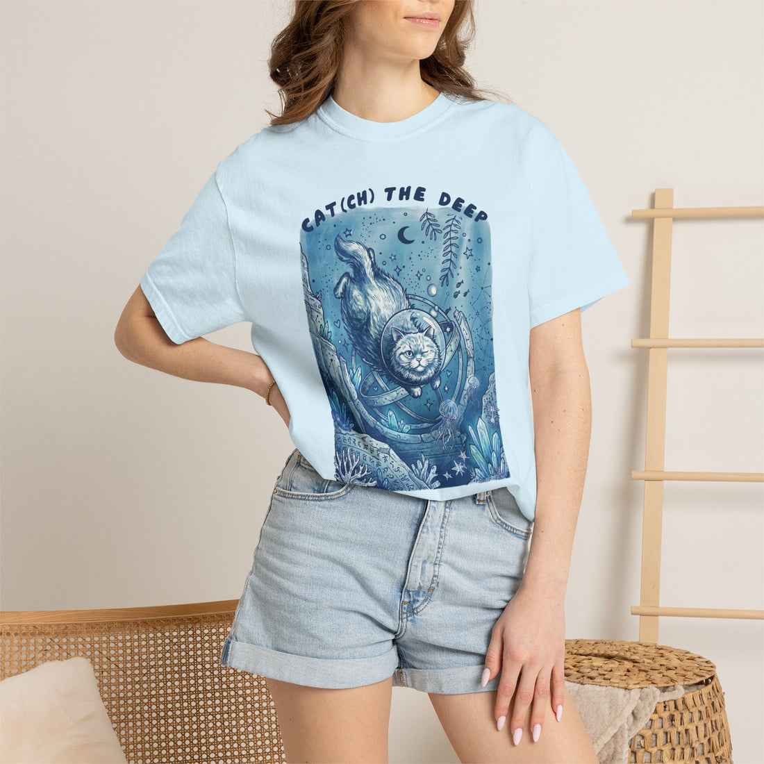 Cat(ch) The Deep Sea T-Shirt - Deep Ocean Fantasy Shirt for Cat Lovers