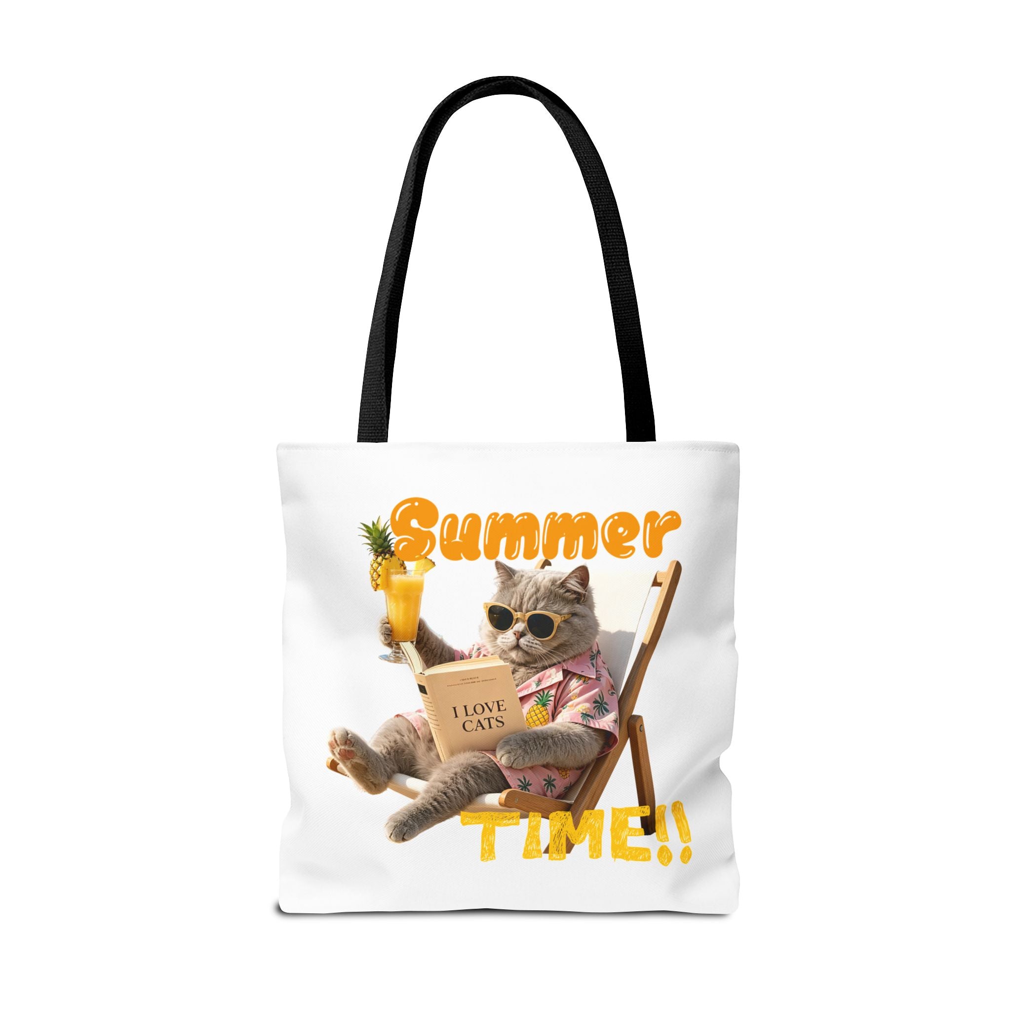 Summer Cat Tote Bag | Funny Cat Lover Beach Canvas Bag