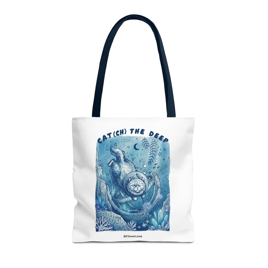 Cat Deep Sea Adventure Tote Bag | Vintage Ocean Explorer Canvas Bag