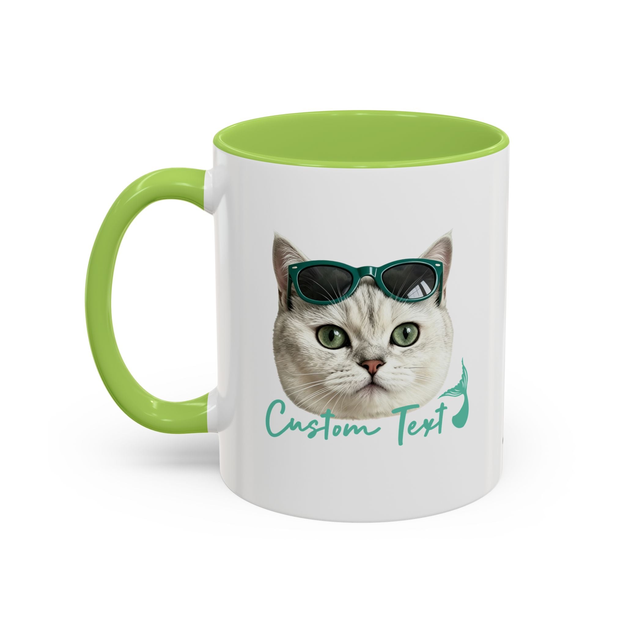 Meerjungfrauenkatze Sommer Tasse | Personalisierte Katzenkaffeetasse mit individuellem Text