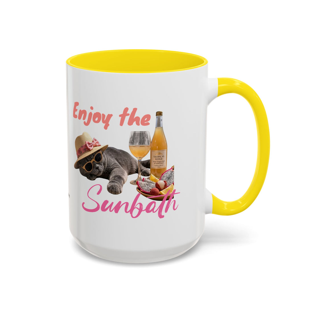 Summer Sunbathing Cat Mug | Personalized Cat Coffee Cup With Custom Text