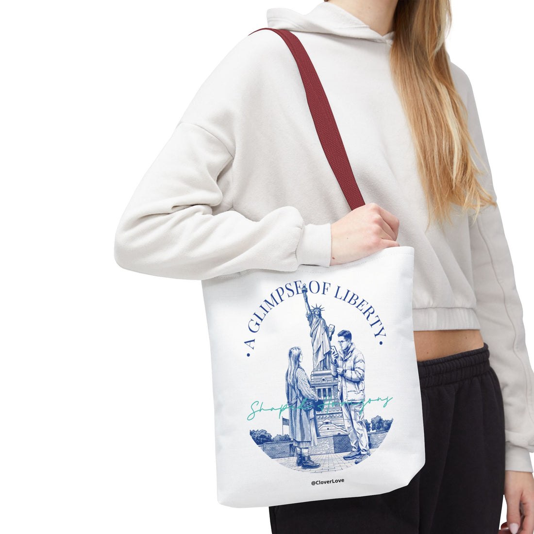 A Glimpse Of Liberty Travel Tote Bag | Statue of Liberty New York Canvas Tote Bag