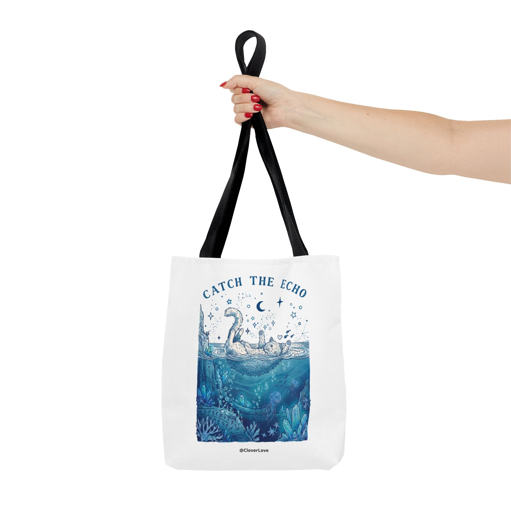 Cat Ocean Adventure Tote Bag | Vintage Underwater Graphic Canvas Bag