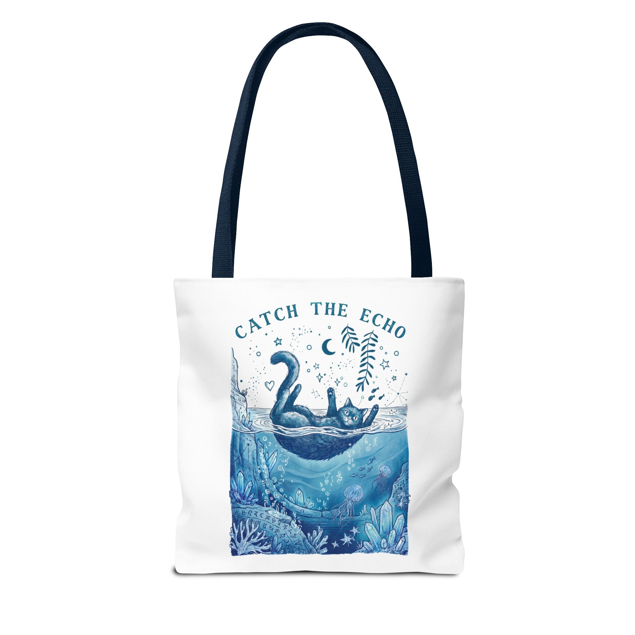 Cat Ocean Adventure Tote Bag | Vintage Underwater Graphic Canvas Bag
