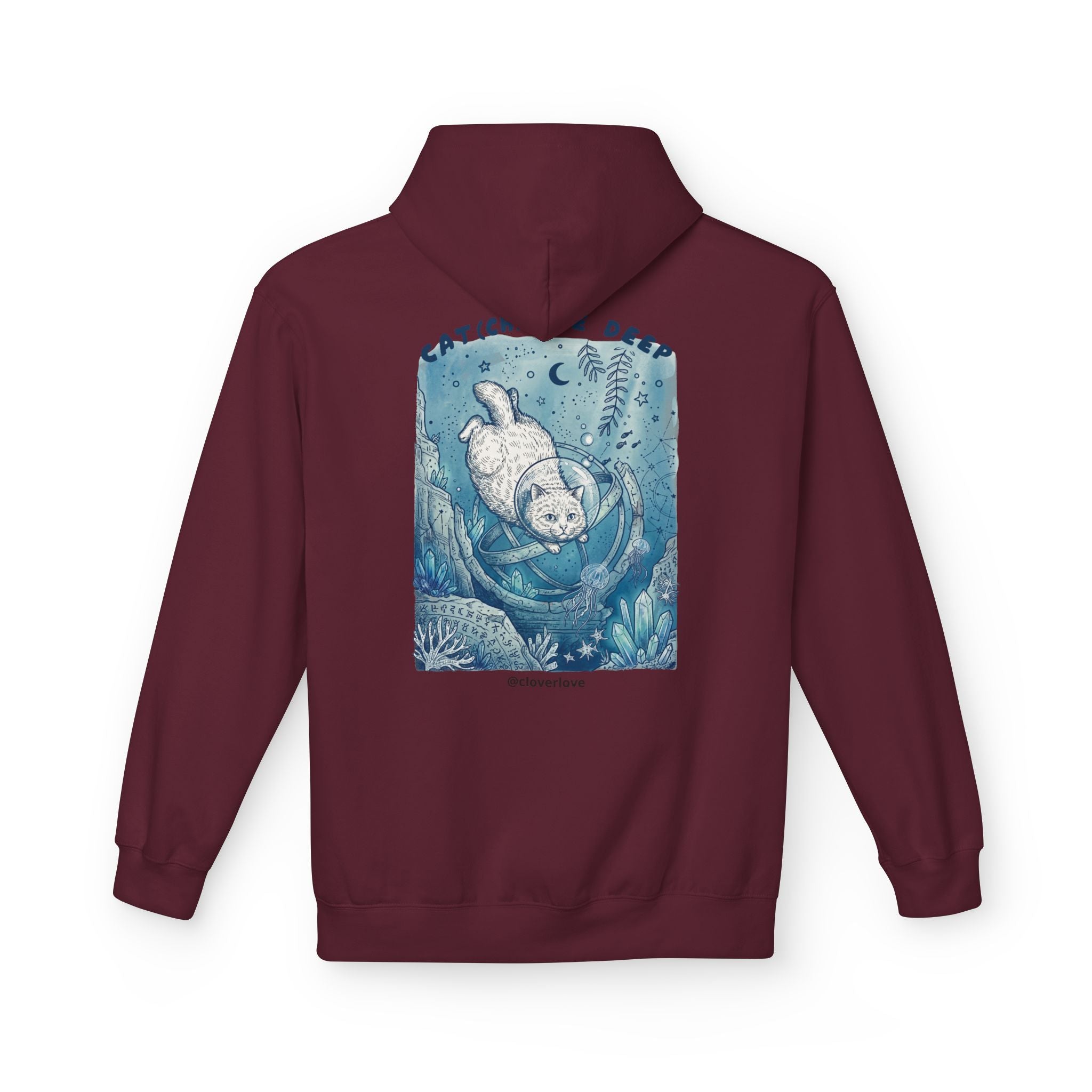 Katzen-Tiefseeabenteuer-Kapuzenpulli | Vintage Ozeanforscher Grafik-Sweatshirt