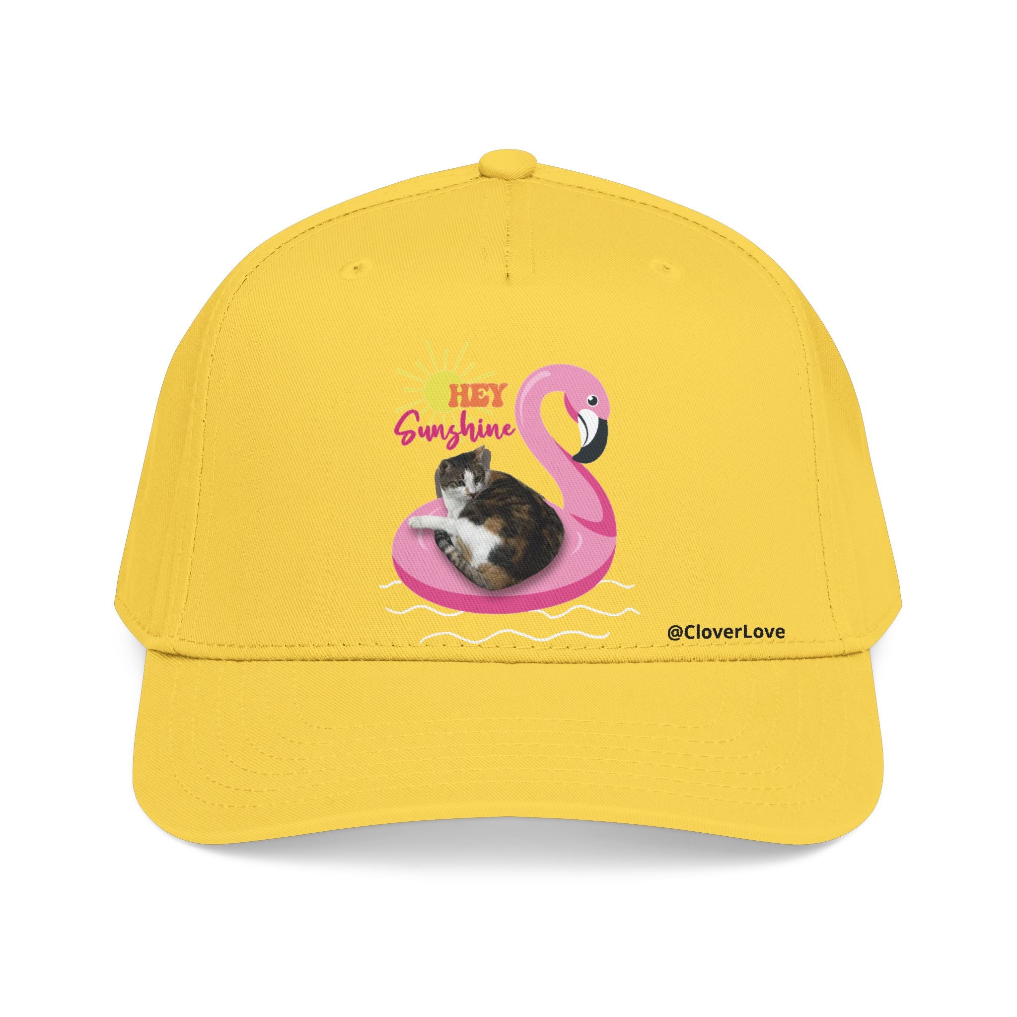 Summer Cat Lover Hat | Cute Flamingo Cat Baseball Cap With Sunshine Design