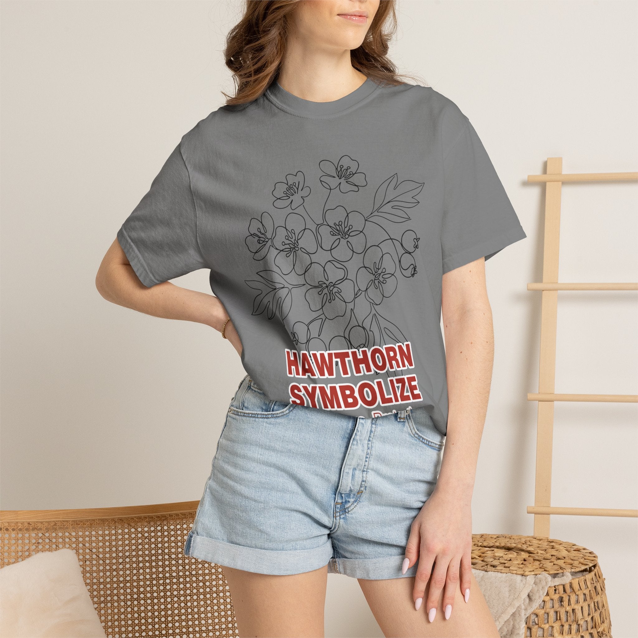 Hawthorn Flower T-Shirt - Botanical Graphic Shirt for Flower Lovers