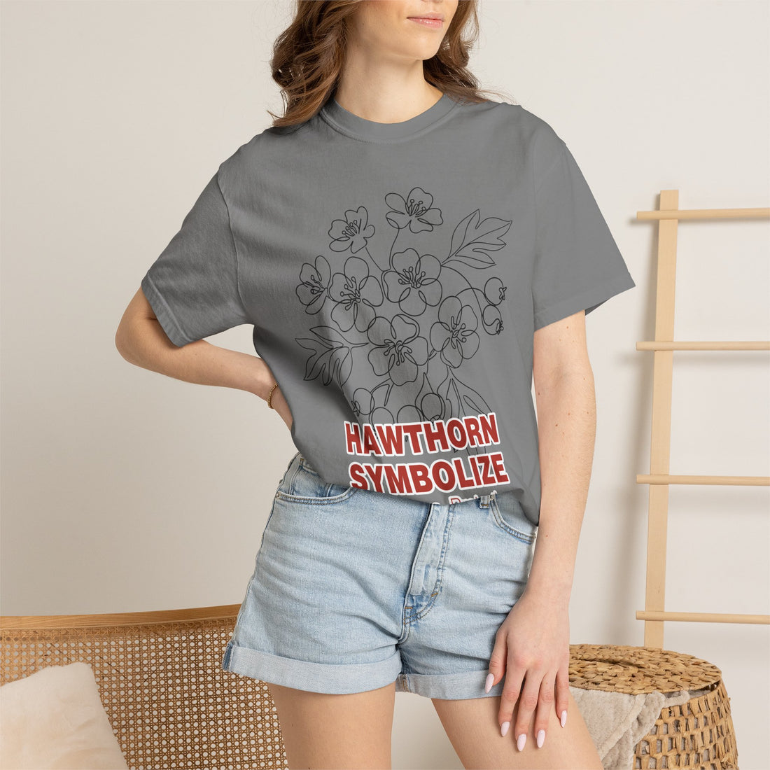 Hawthorn Flower T-Shirt - Botanical Graphic Shirt for Flower Lovers