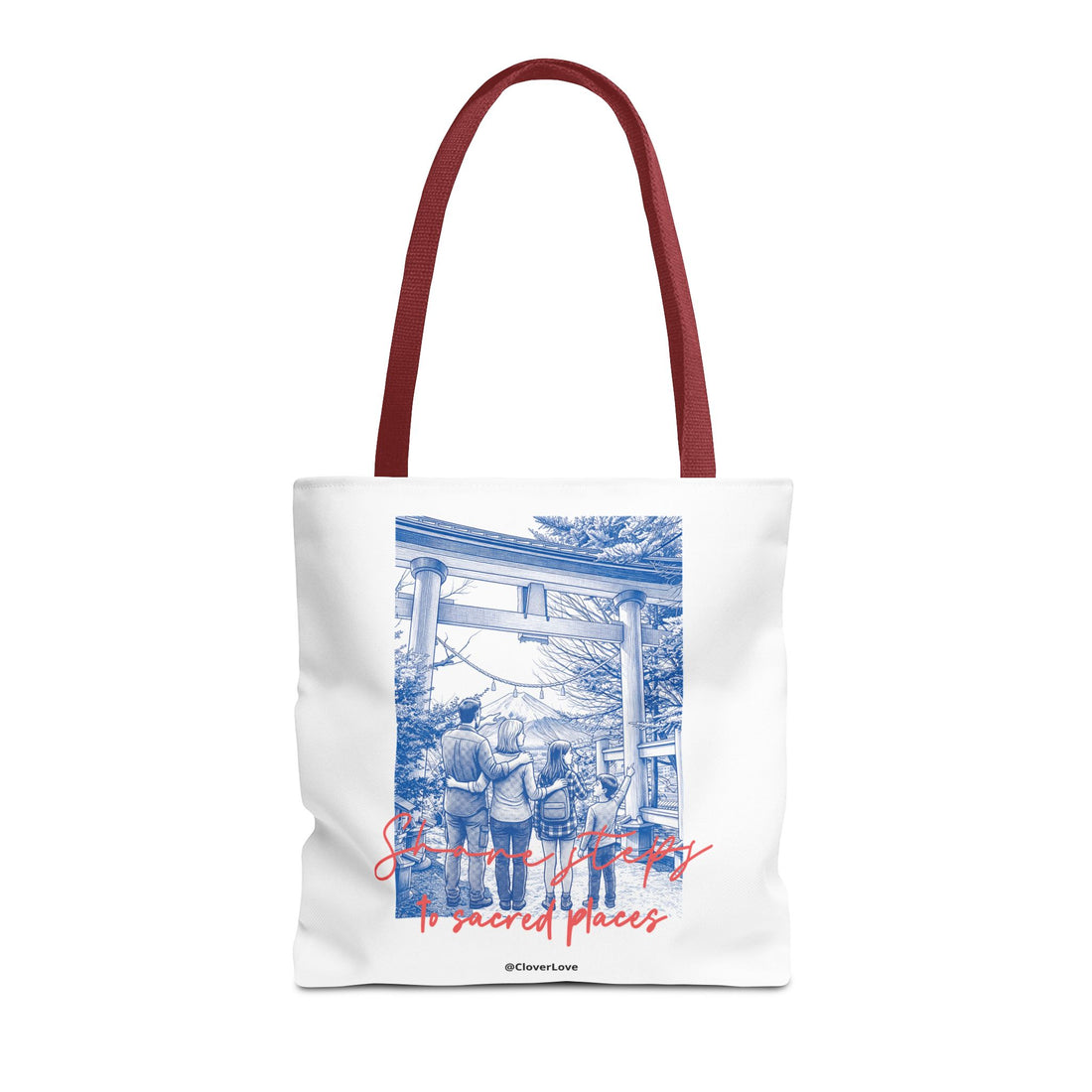 Japan Travel Tote Bag | Vintage Torii Gate Fuji Mountain Canvas Bag