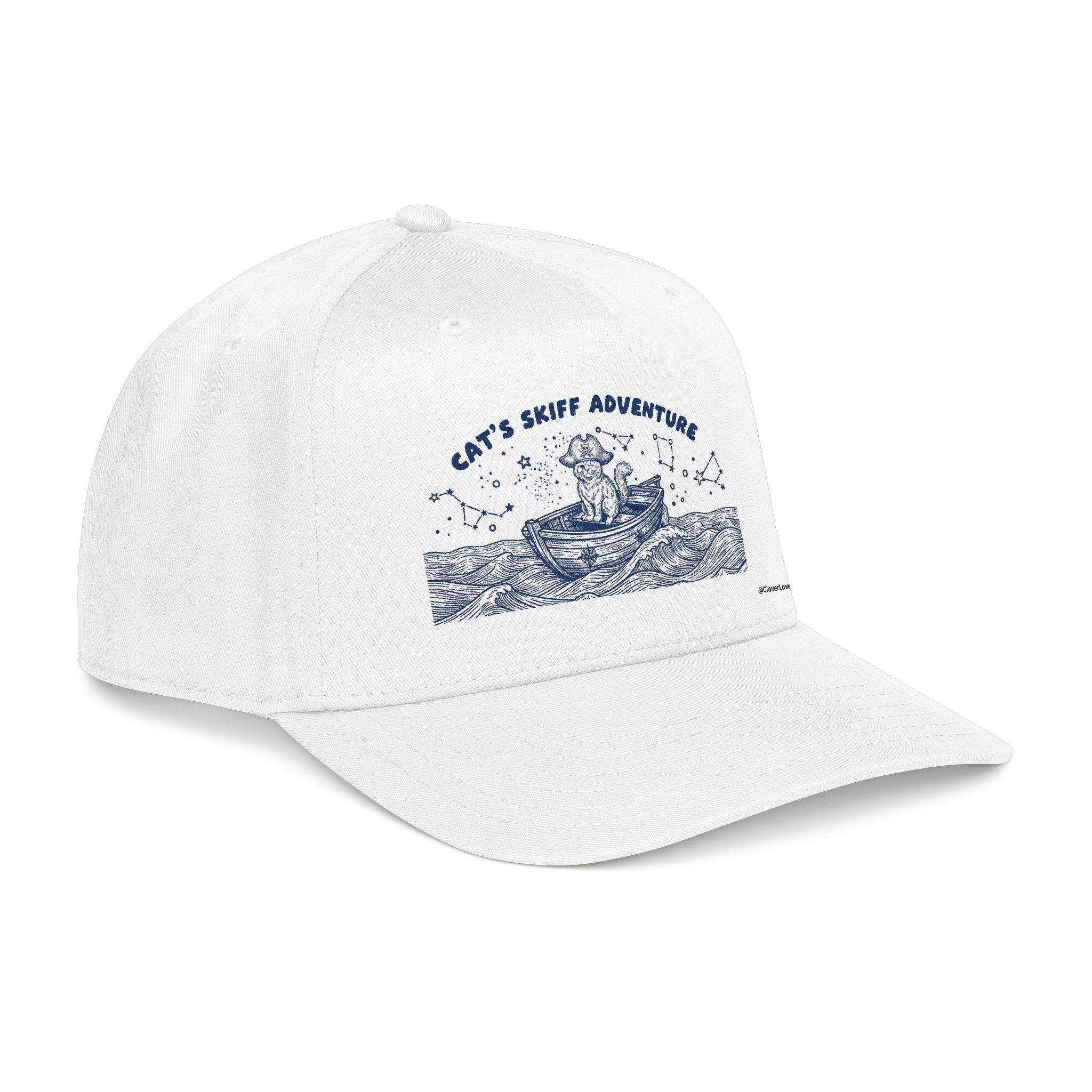 Cat Boat Hat - Ocean Adventure Baseball Cap, Nautical Cat Lover Gift, Coastal Travel Hat
