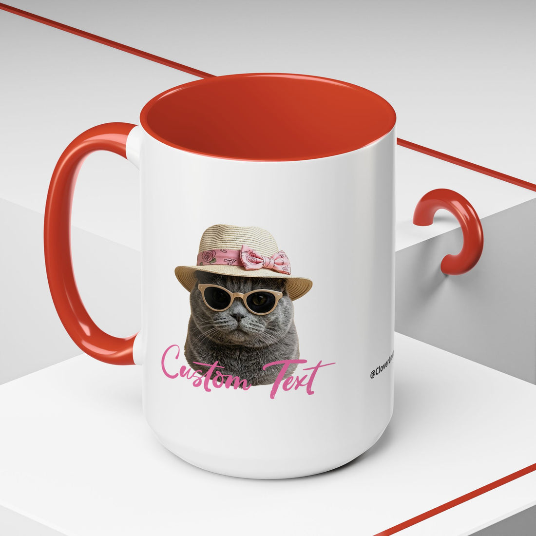 Summer Sunbathing Cat Mug | Personalized Cat Coffee Cup With Custom Text