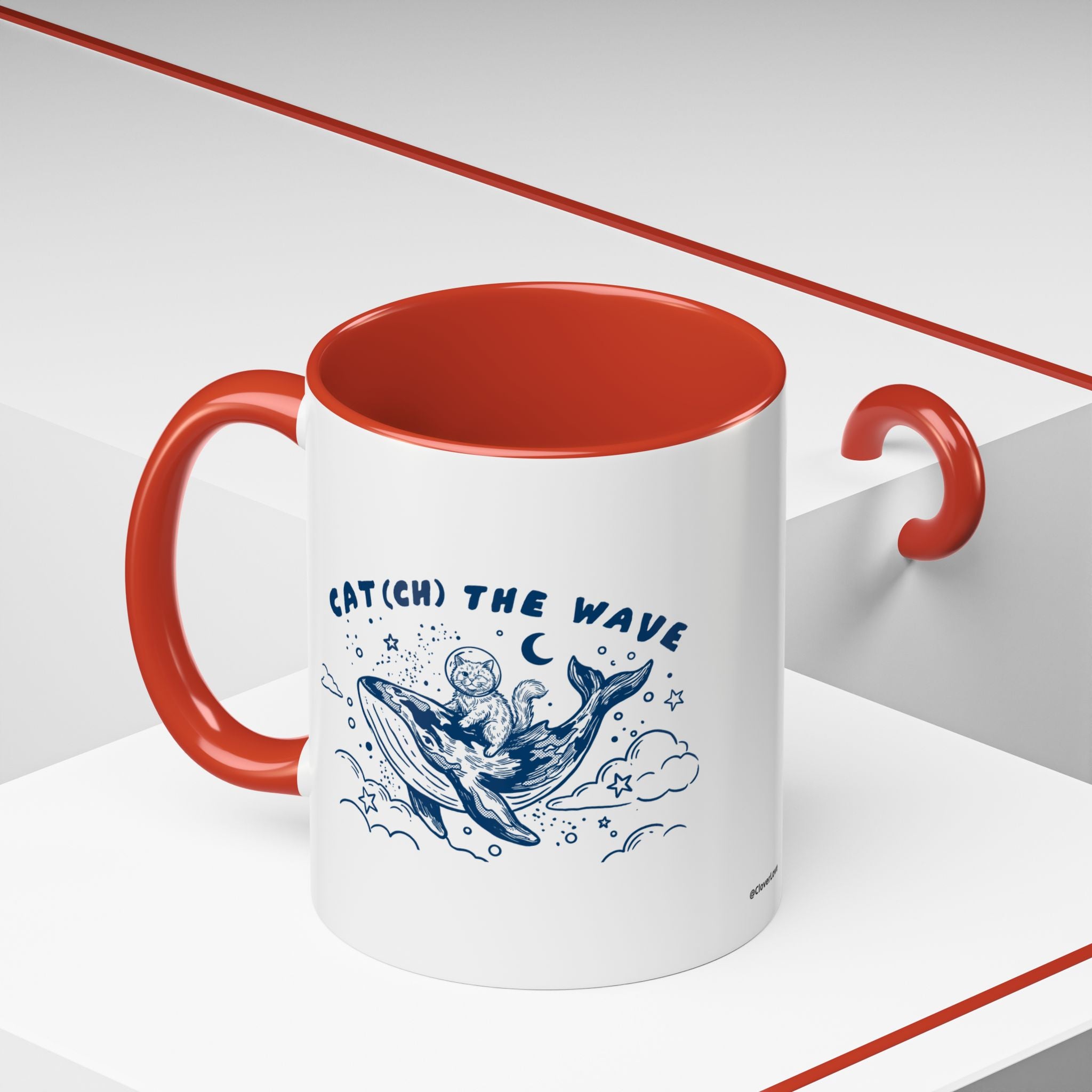 Cat's Wave Adventure Mug - Cute Cat Whale Ocean Coffee Cup