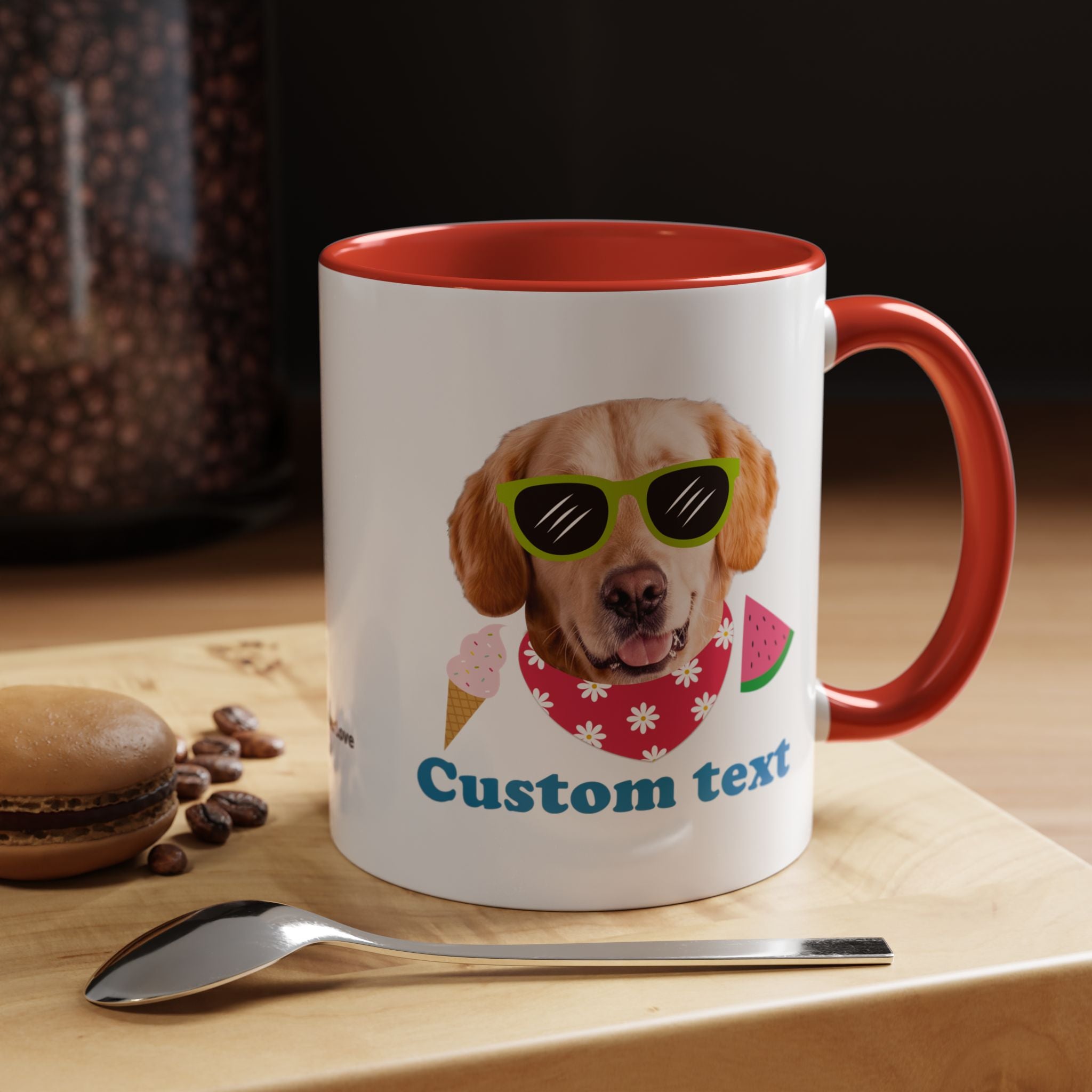 Cute Summer Dog Mug | Personalized Dog Photo Coffee Cup With Custom Text
