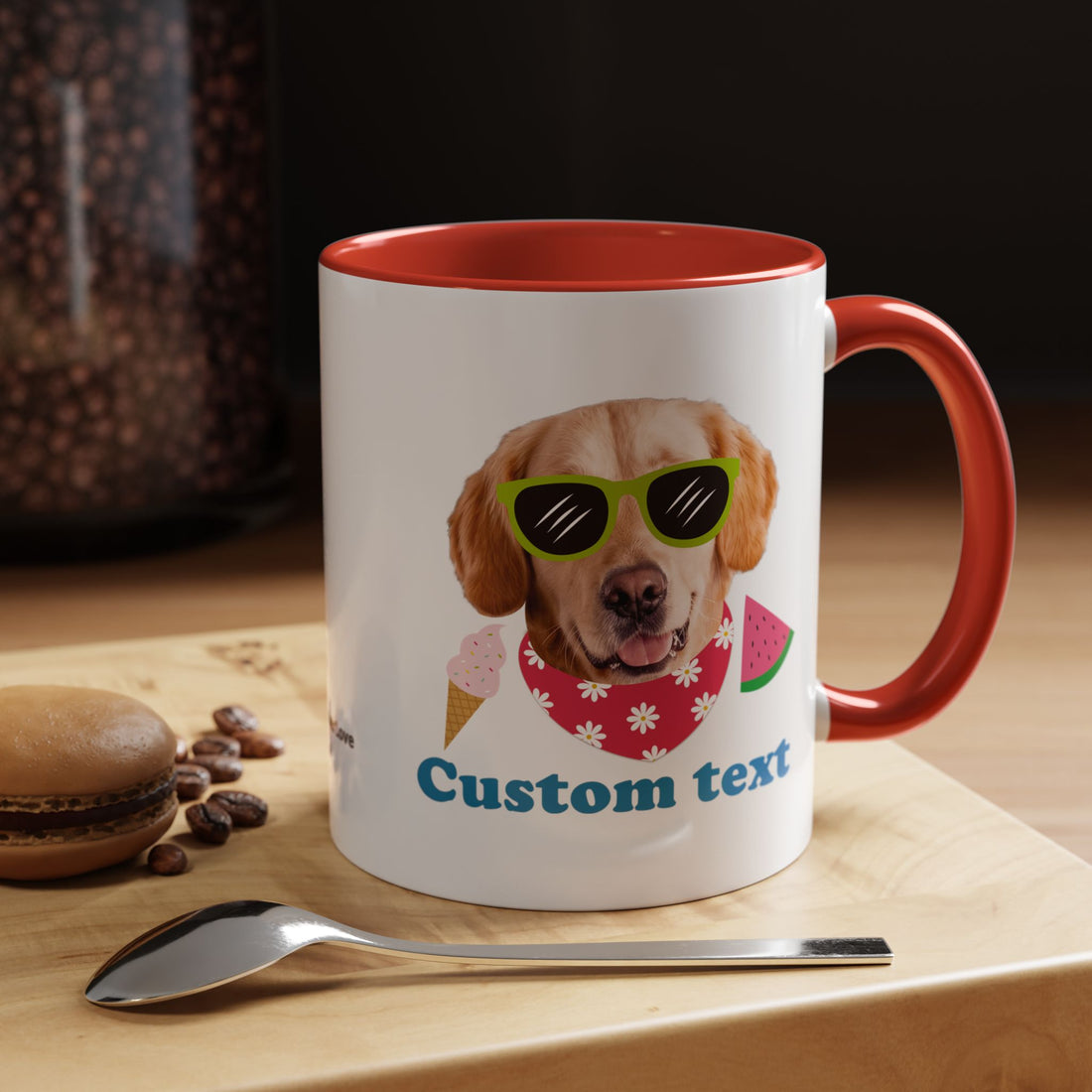 Cute Summer Dog Mug | Personalized Dog Photo Coffee Cup With Custom Text