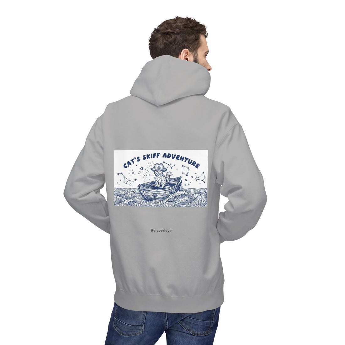 Katzen-Skiff-Abenteuer-Kapuzenpullover | Vintage Ozean Nautisch Grafik Sweatshirt