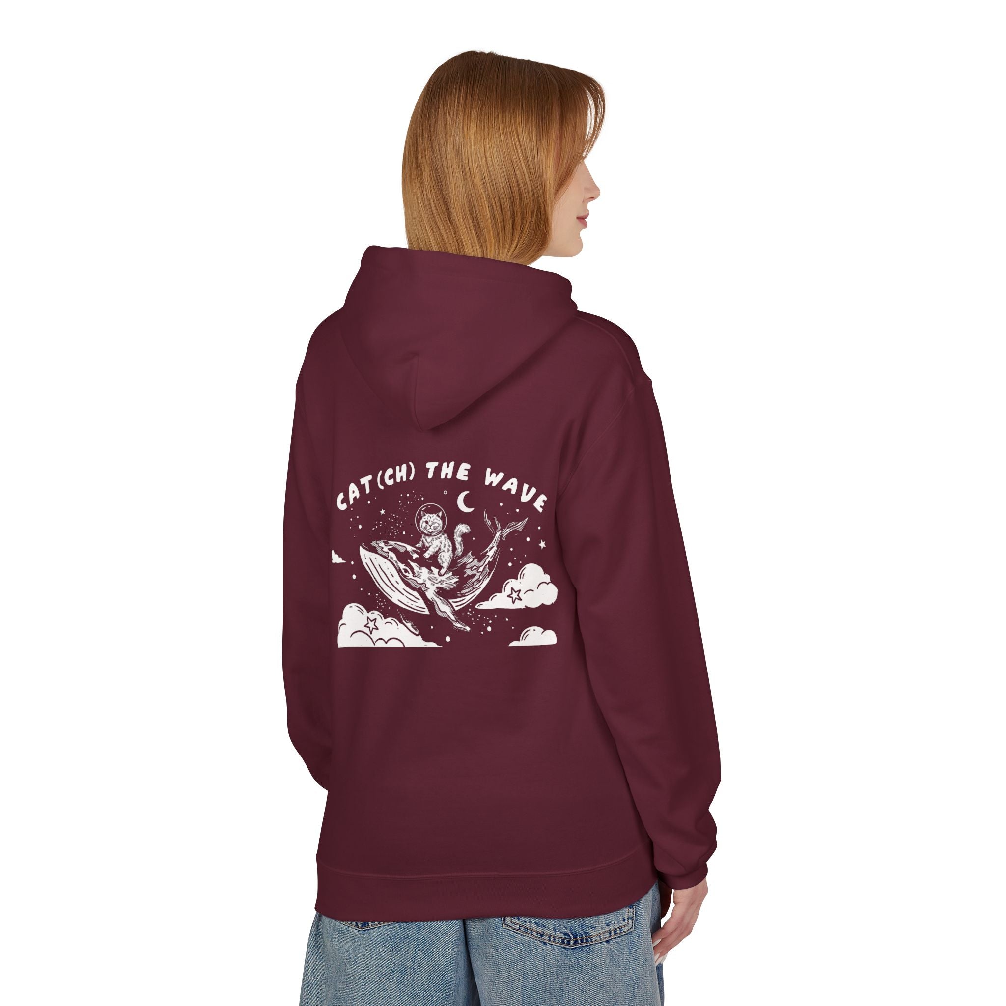 Cat & Whale Adventure Hoodie | Vintage Ocean Graphic Sweatshirt